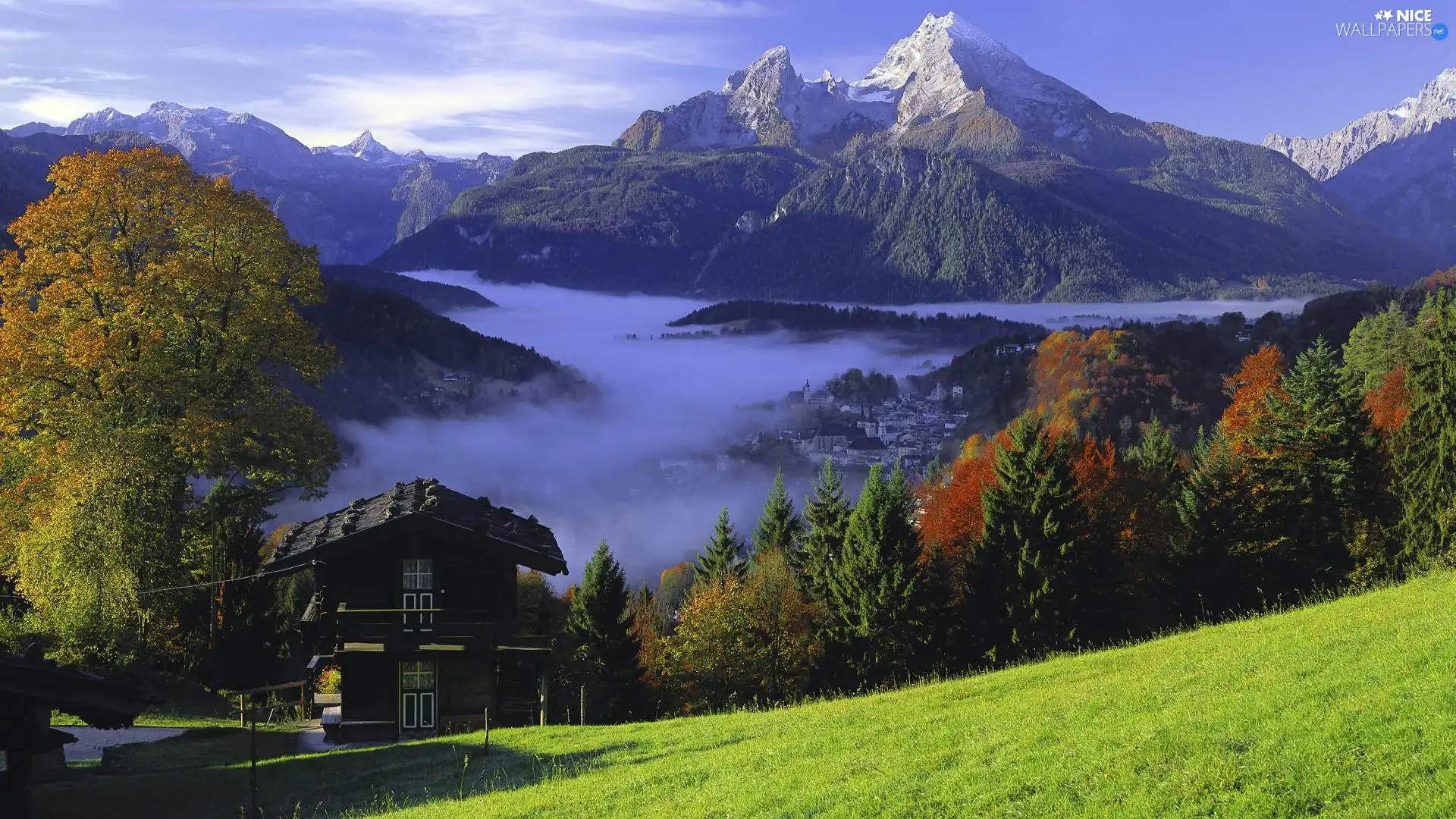 Mountains, Home, Germany, Fog, Bavaria