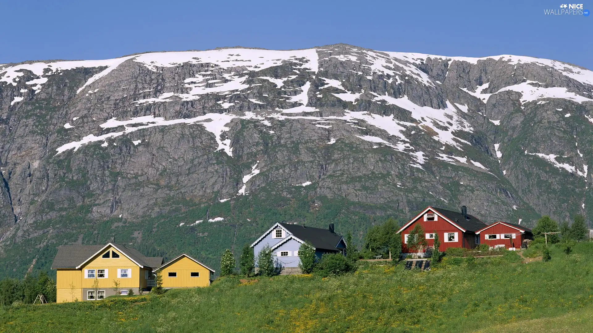 Mountains, Mosjoen, Houses