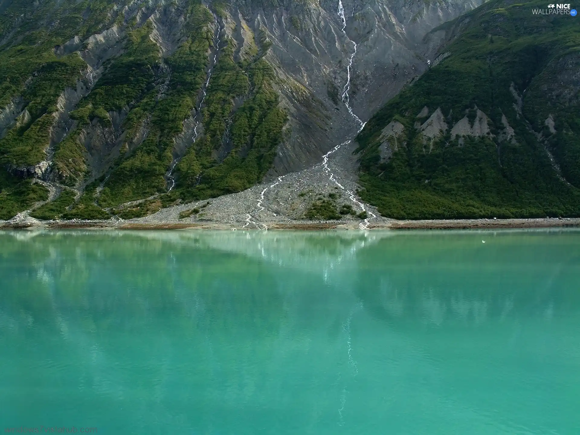 Mountains, emerald, lake