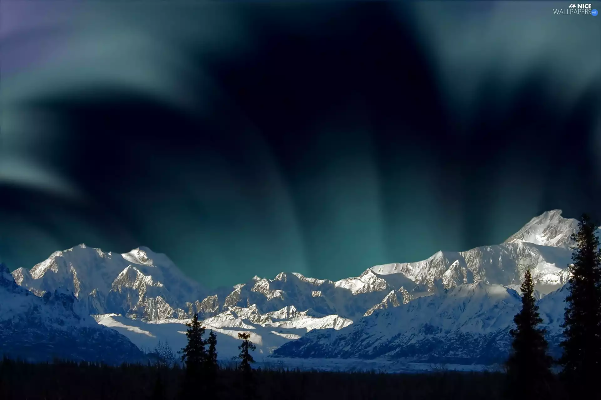 Mountains, dawn, Polaris