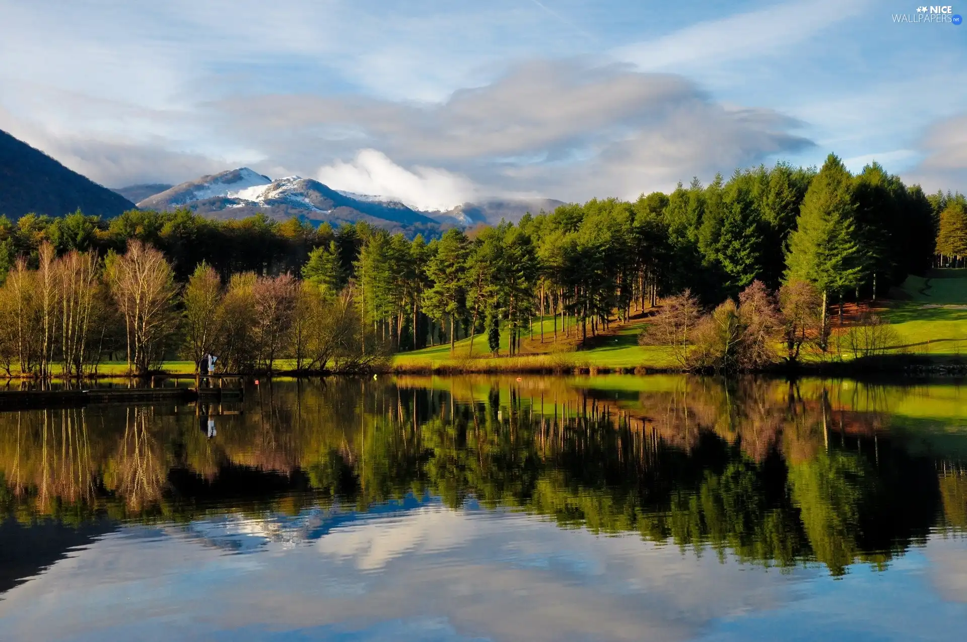 River, autumn, Mountains, woods