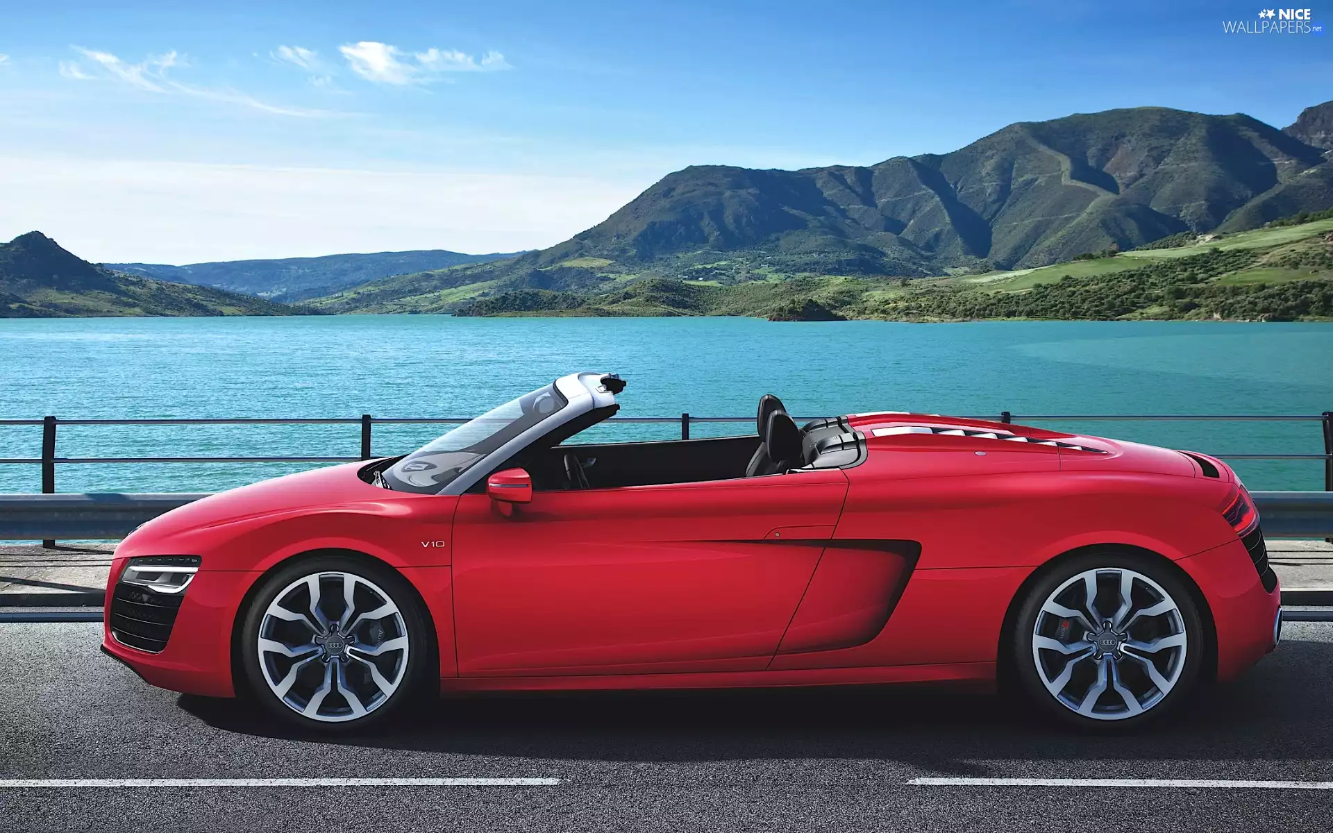 lake, Mountains, Spyder, Way, Audi