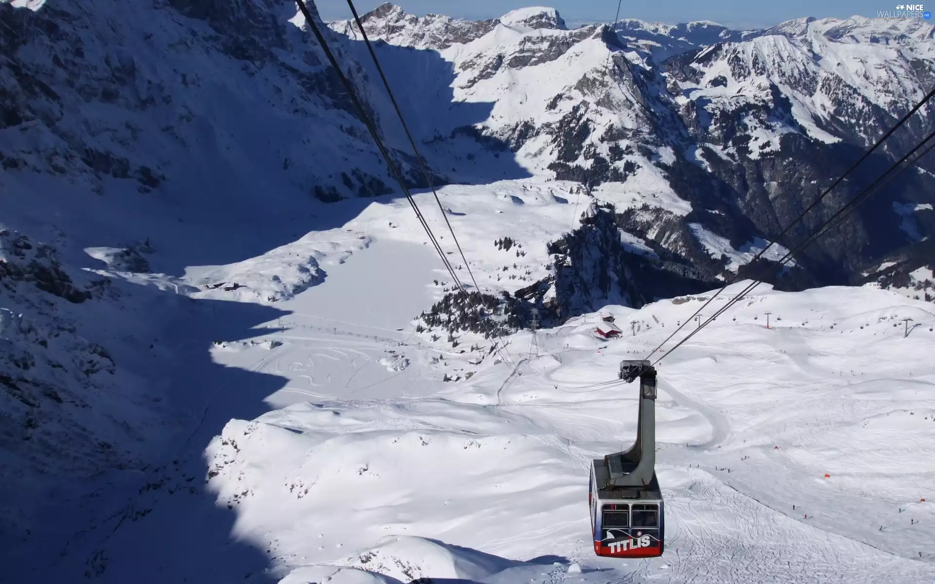 Line, Mountains, winter, rope-way