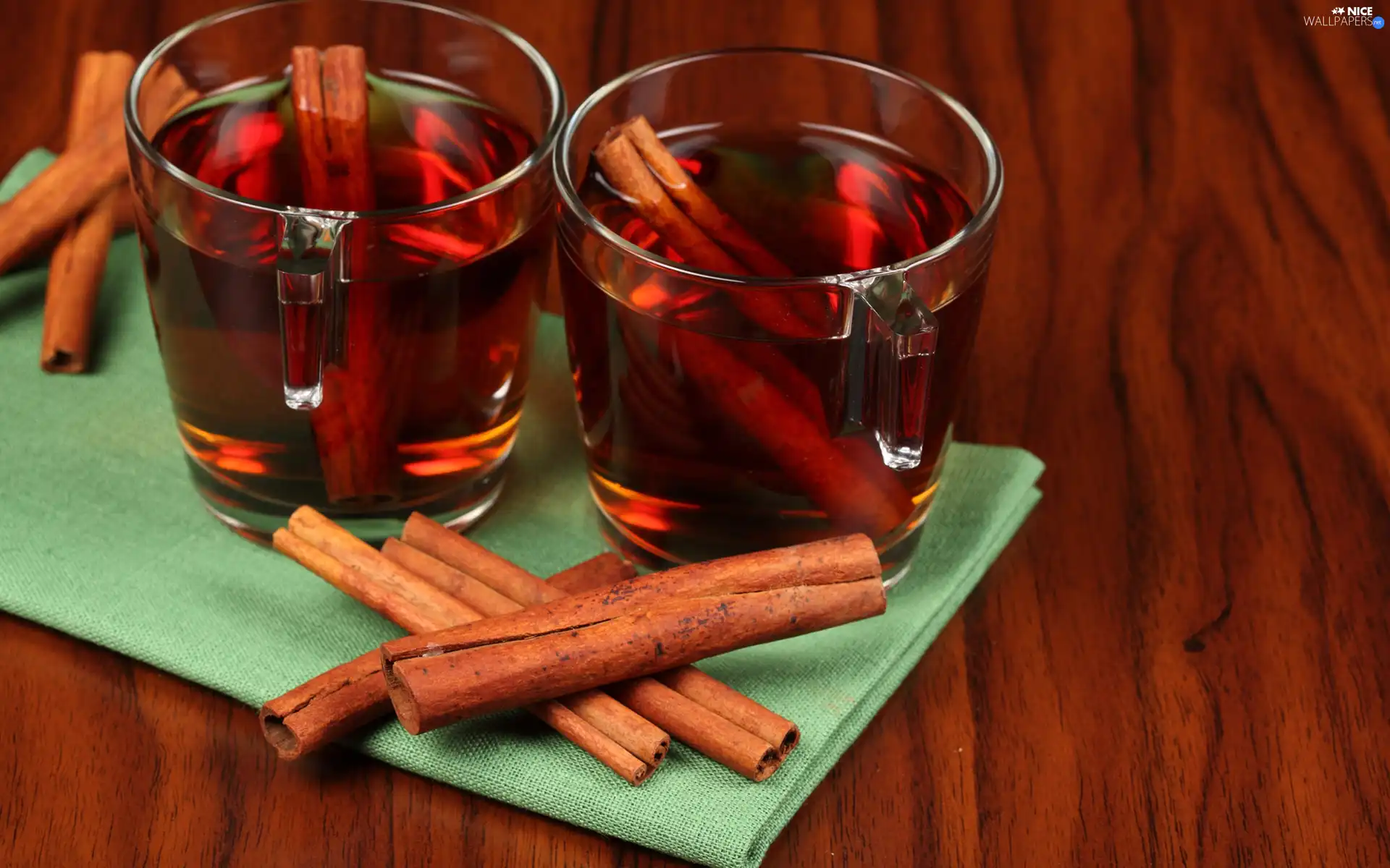 tea, cinnamon, napkin, Glass