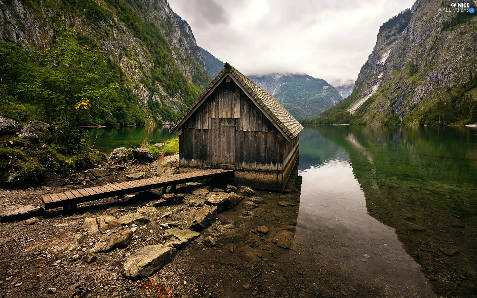 Mountains, Alps, Germany, Home, Bavaria, Berchtesgaden National Park, Obersee Lake, Stones