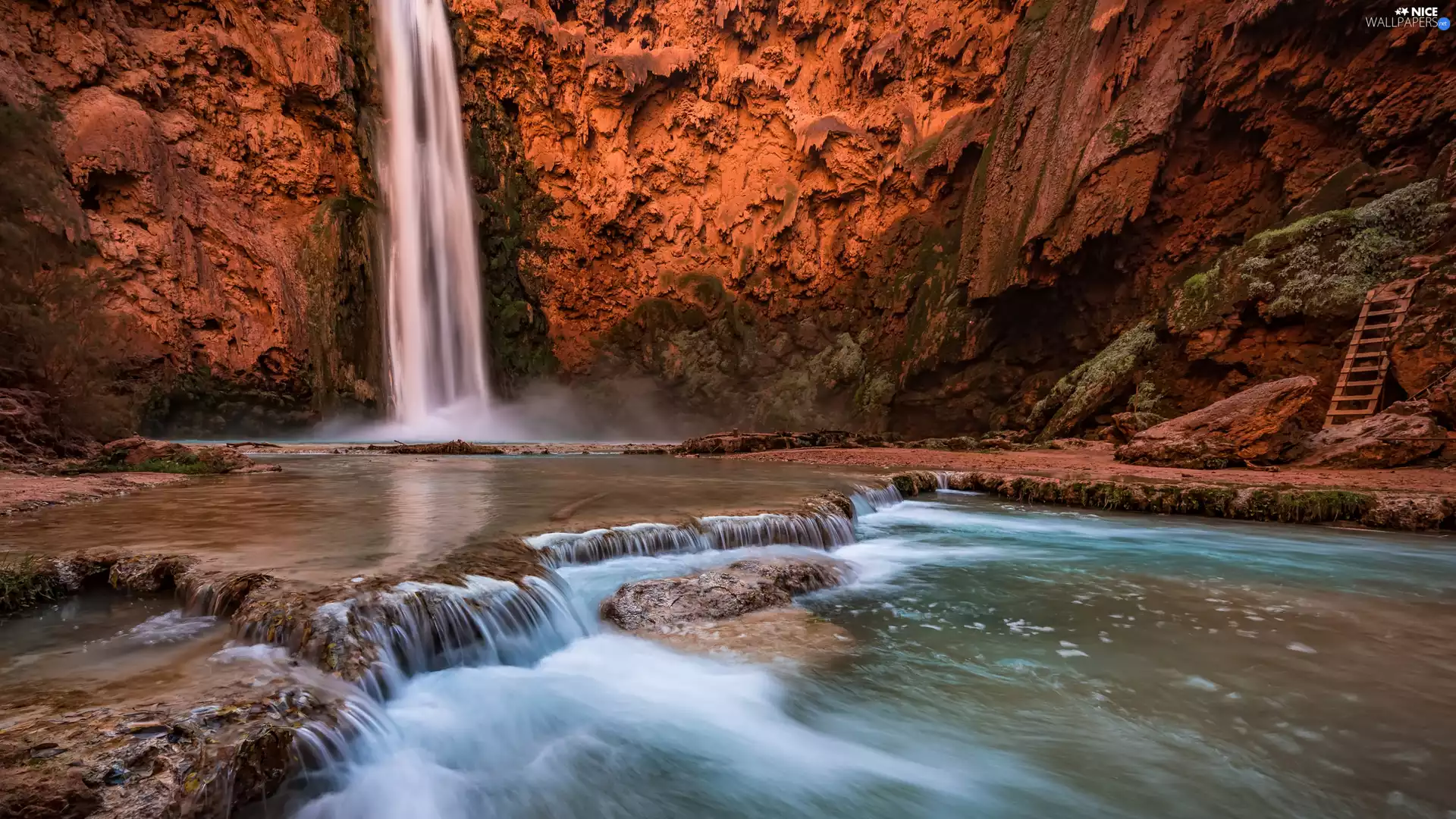 canyon, Havasu Creek River, Arizona, Grand Canyon National Park, Havasu Falls, rocks, The United States