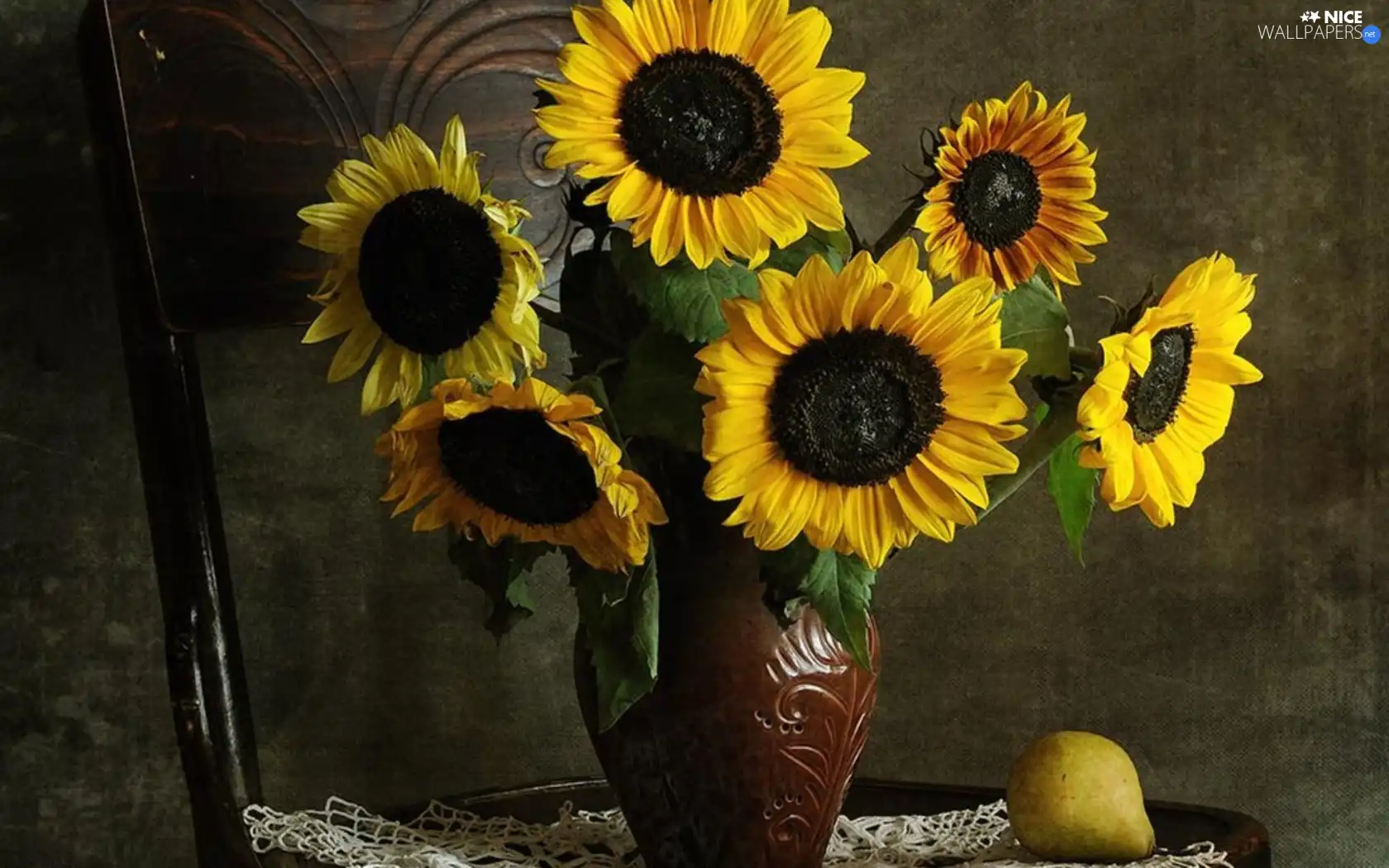 Vase, Flowers, Nice sunflowers
