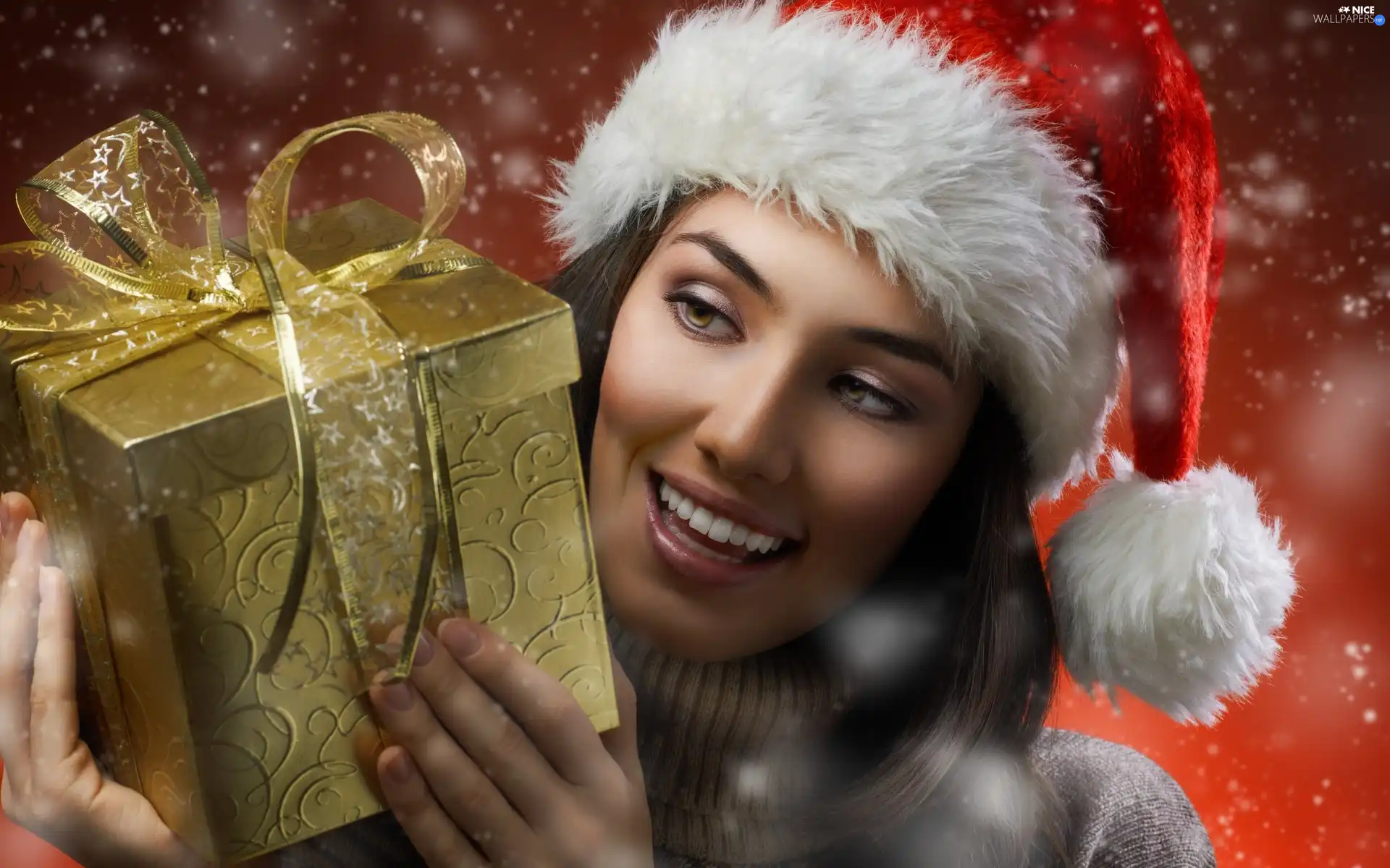 Nicholas, christmas, Present, Hat, Women