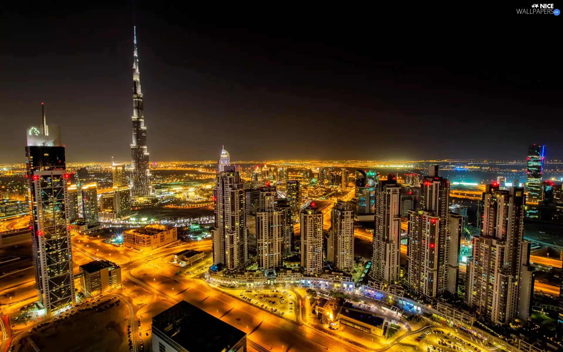 Dubaj, panorama, Town, nigh