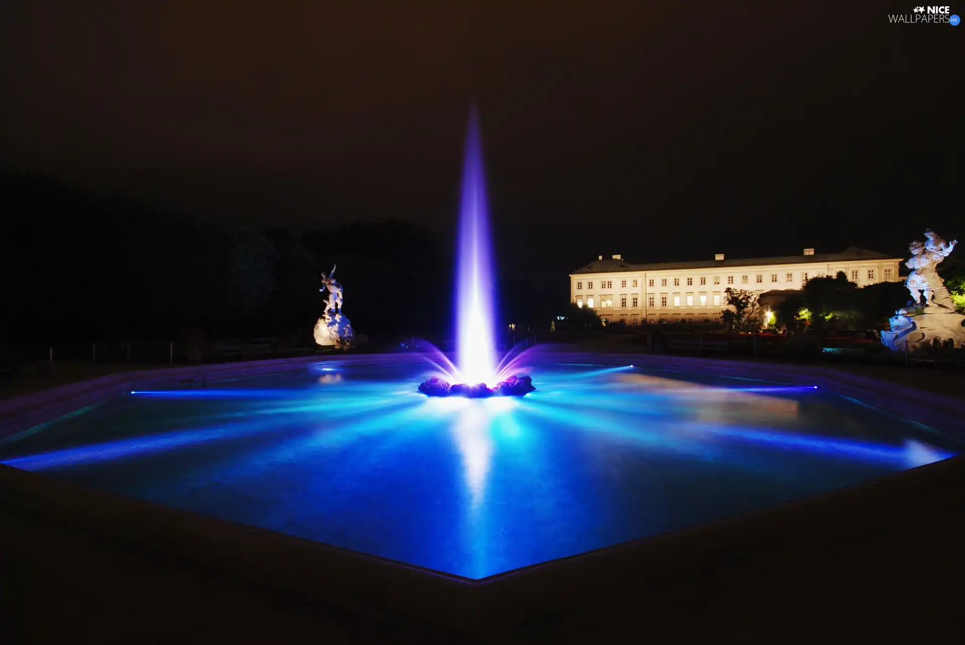 fountain, light, Night, color