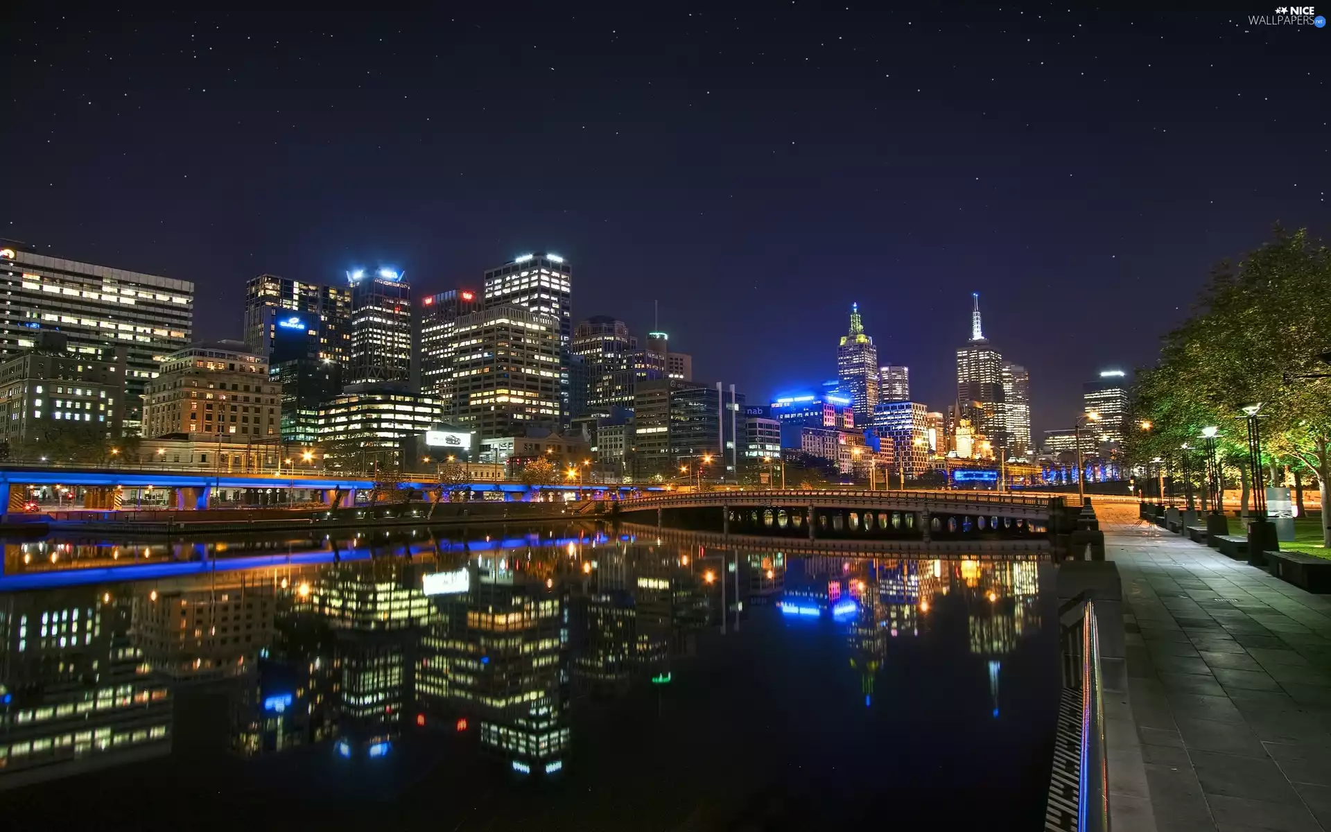 Night, panorama, Melbourne
