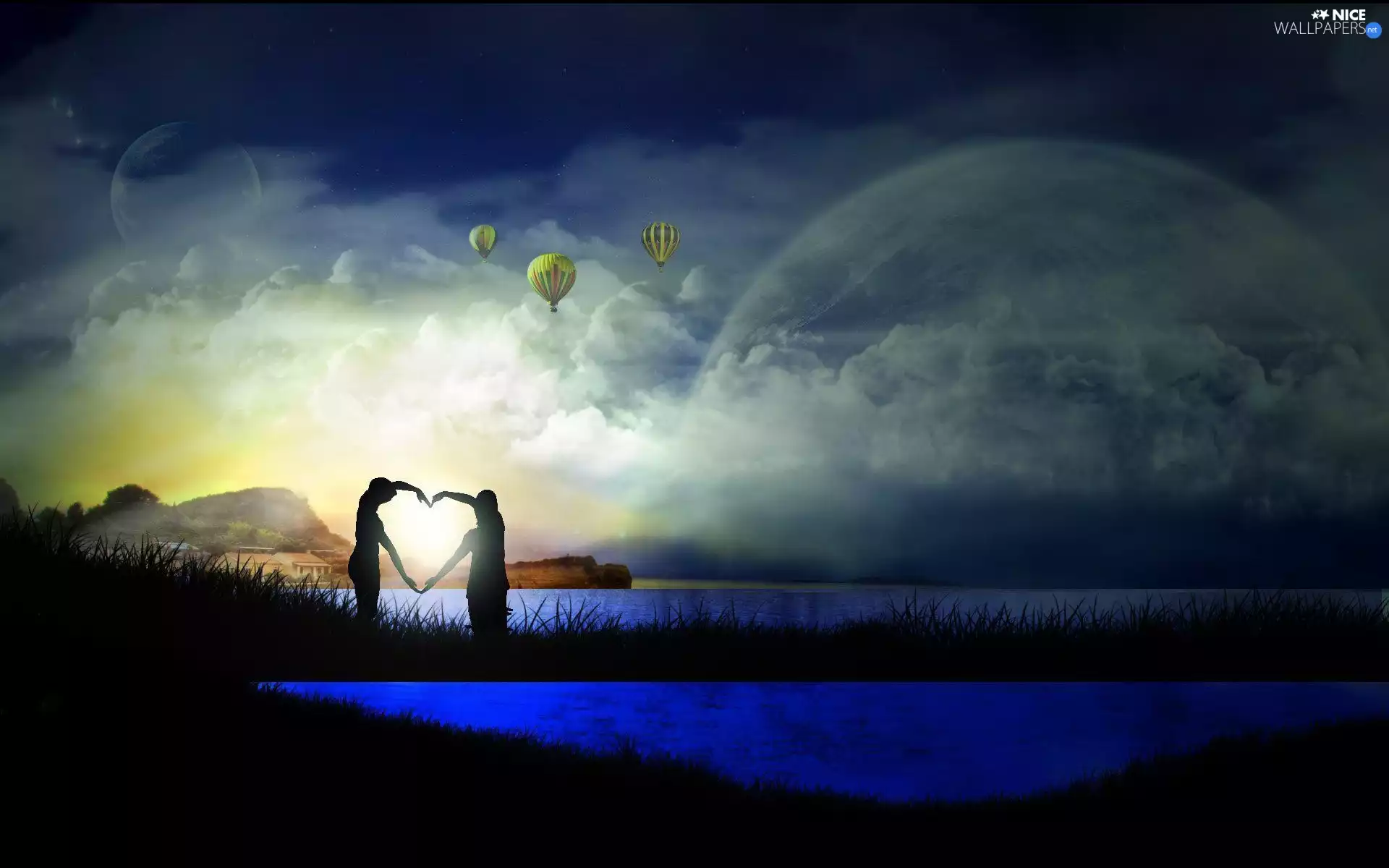 Sky, People, Heart, Night