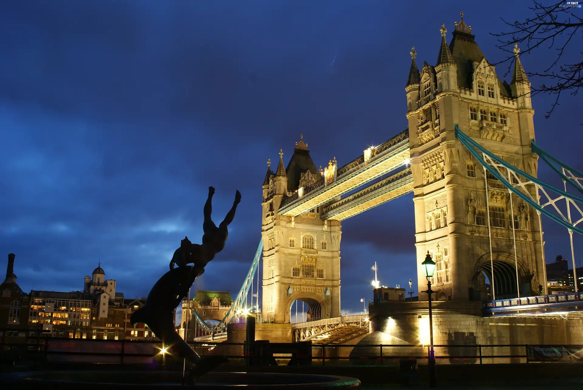 bridge, London, Night, Tower Bridge