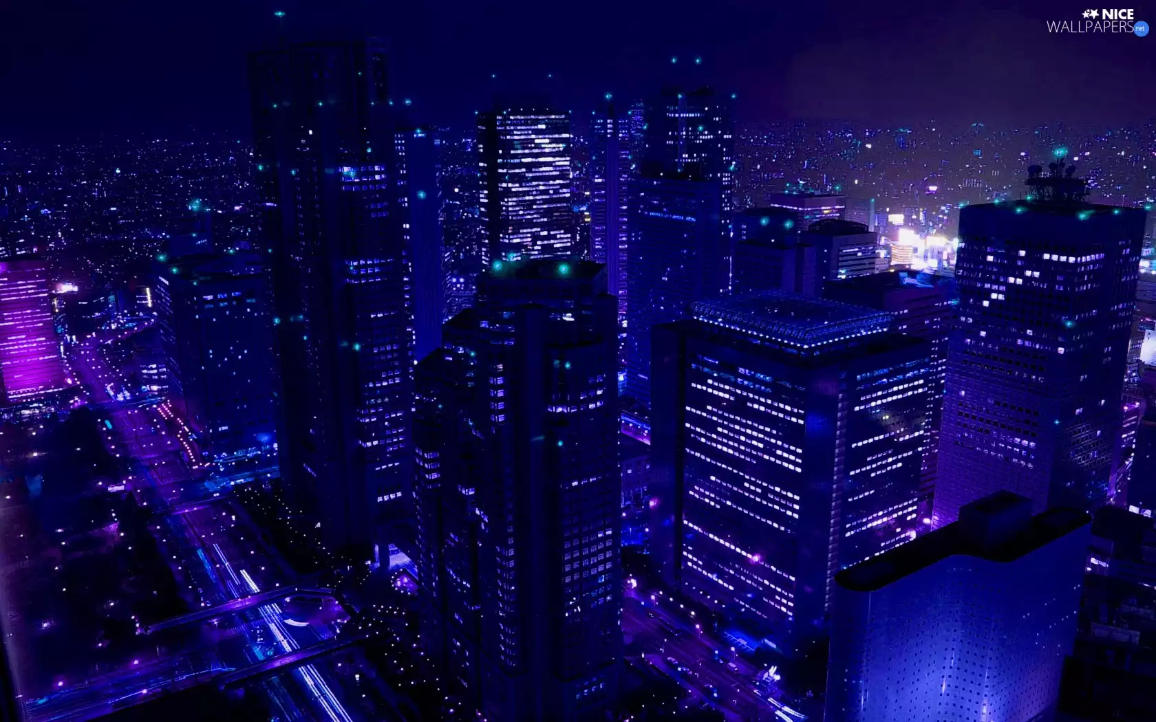 Night, illuminated, Town