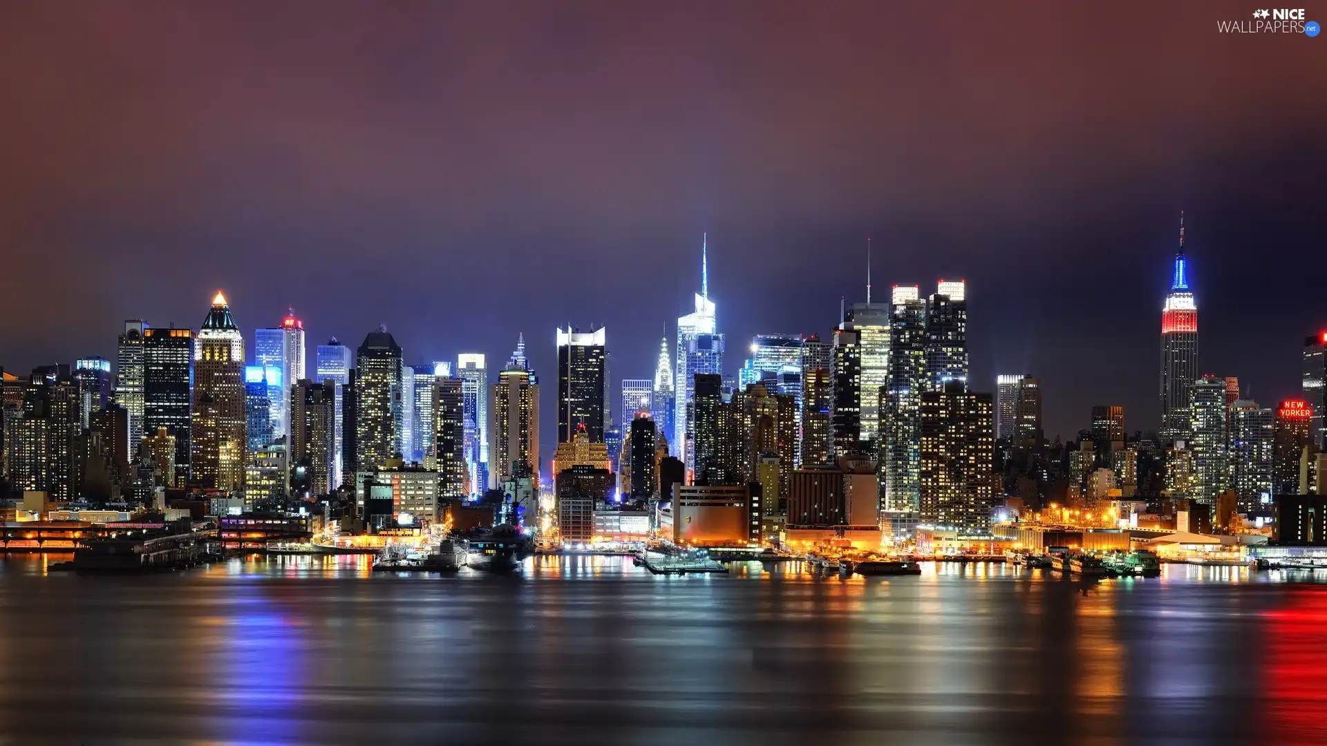 New York, skyscraper, Night, Town