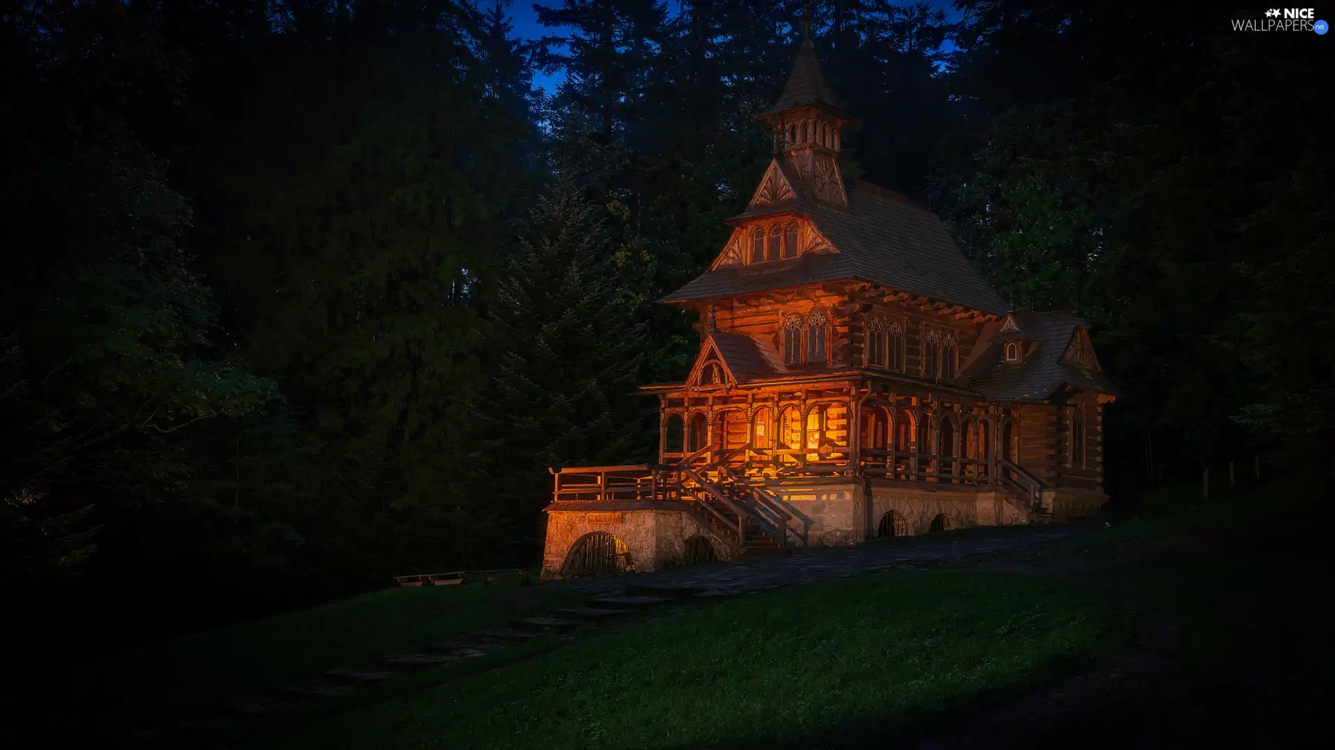 Church, Poland, Jaszczurowka, Night, chapel, Zakopane
