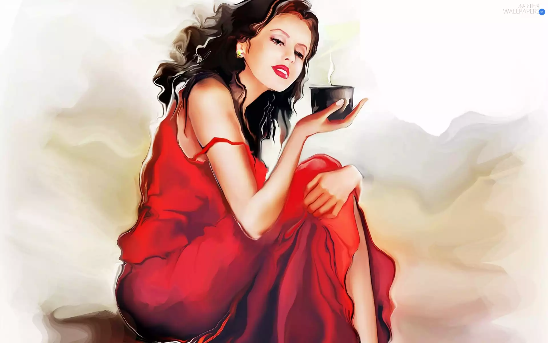 In Red, dress, Nikitina, Women, Tatiana