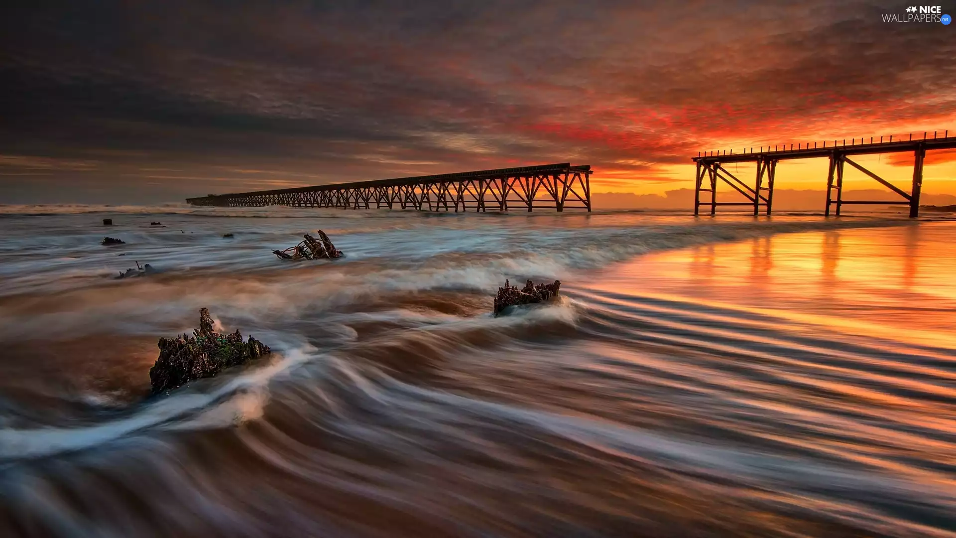Steetley Pier, Durham County, Great Sunsets, City Hartlepool, England, North Sea, clouds