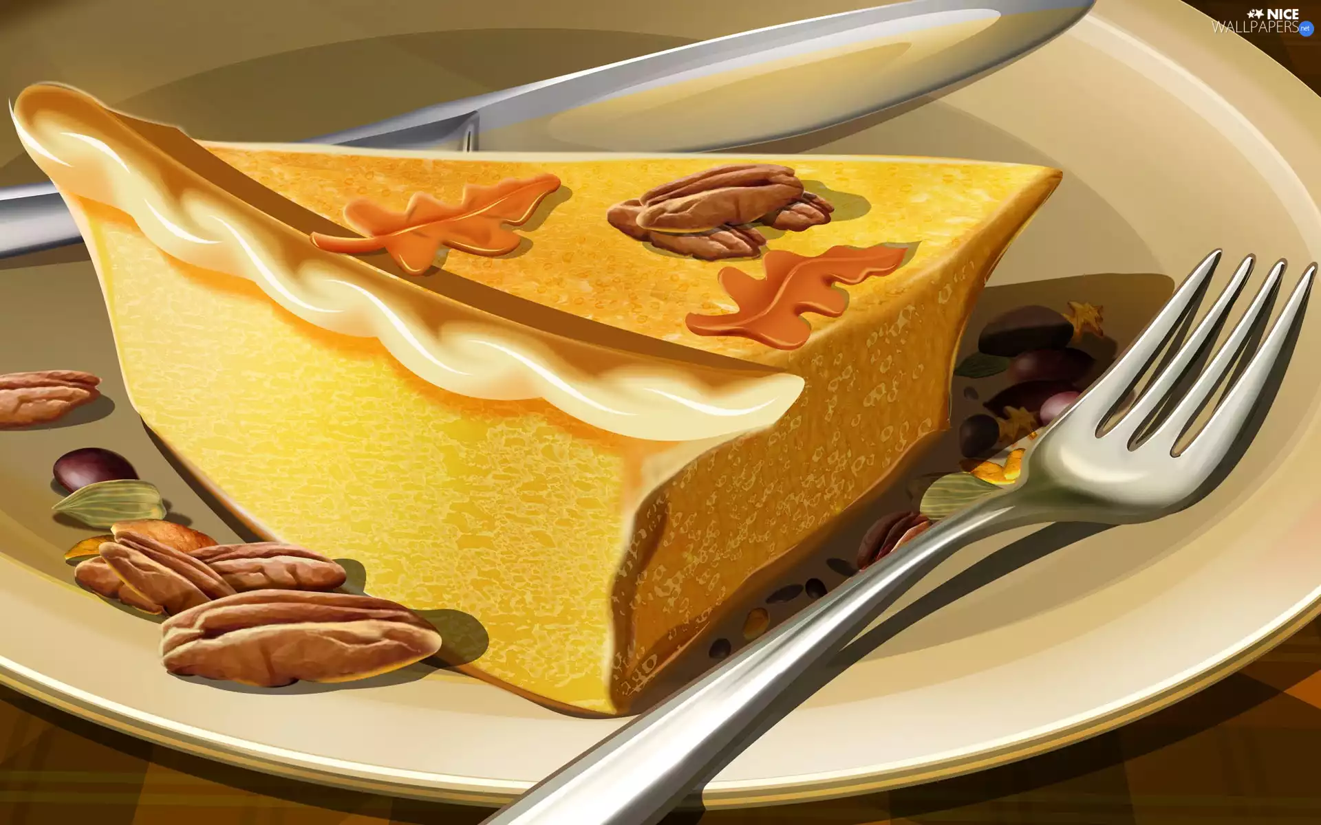 nuts, piece, cheesecake