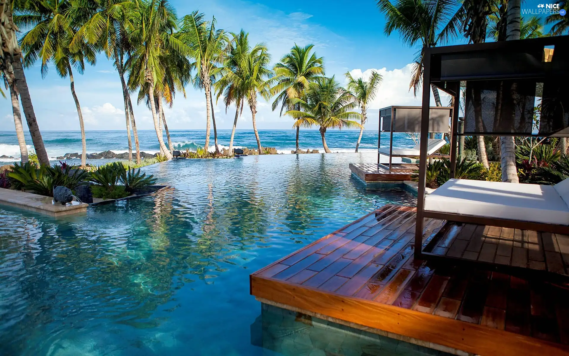 Ocean, indonesia, terrace, Pool, Hotel hall