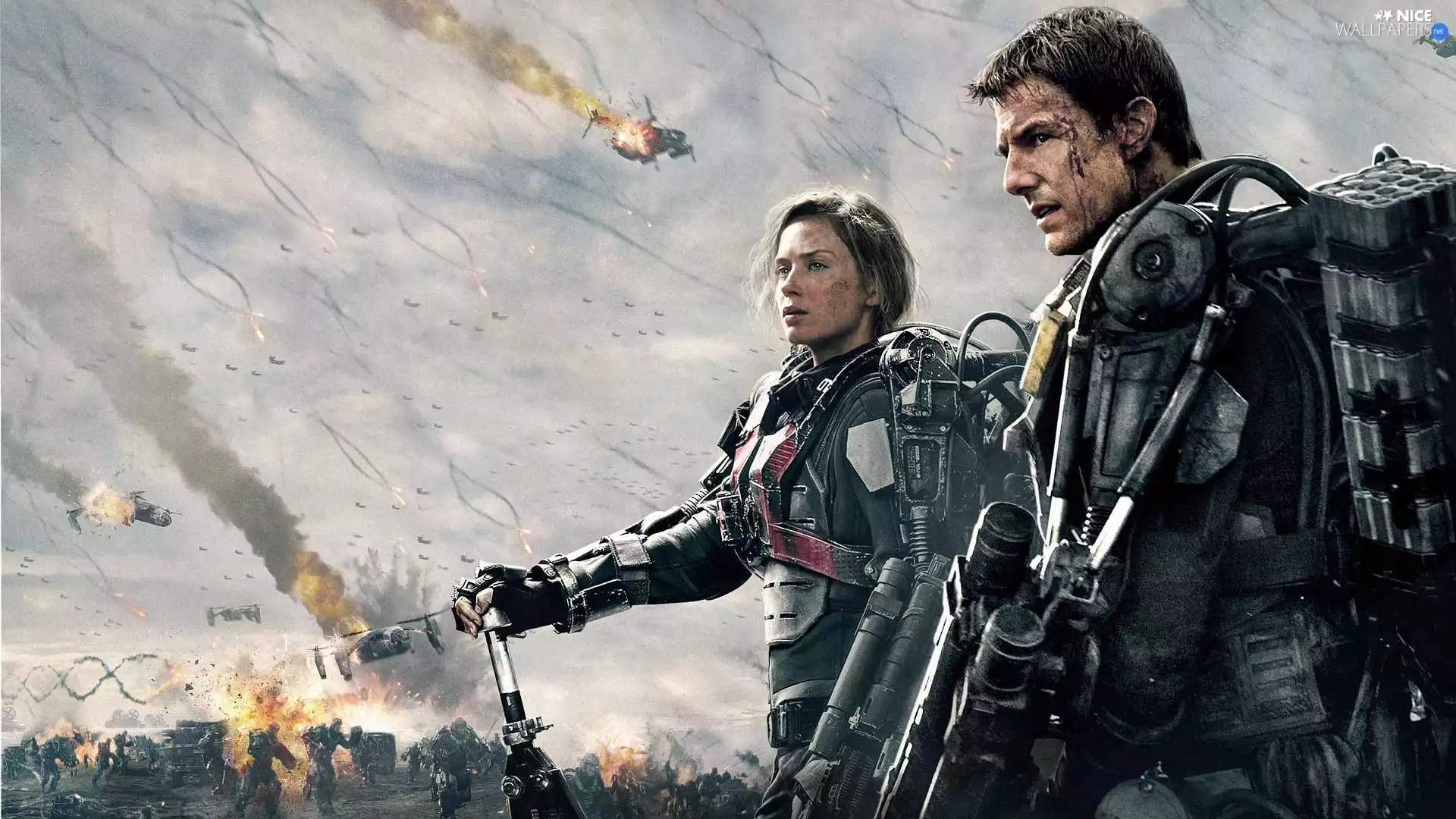 On the Edge of Tomorrow, Emily Blunt, soldiers, movie, Tom Cruise, Characters, Weapons