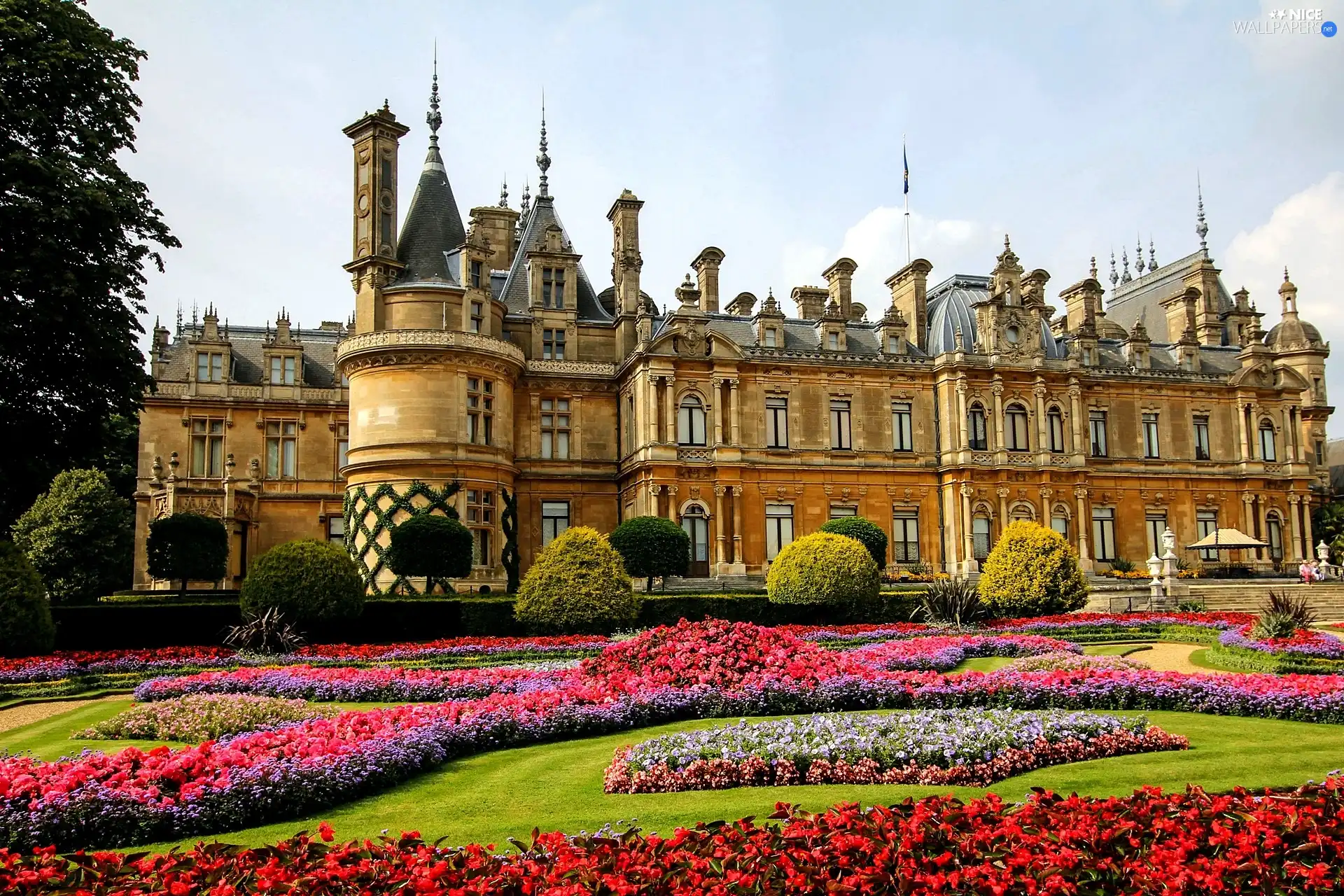 palace, Garden, Waddesdon, hall, England