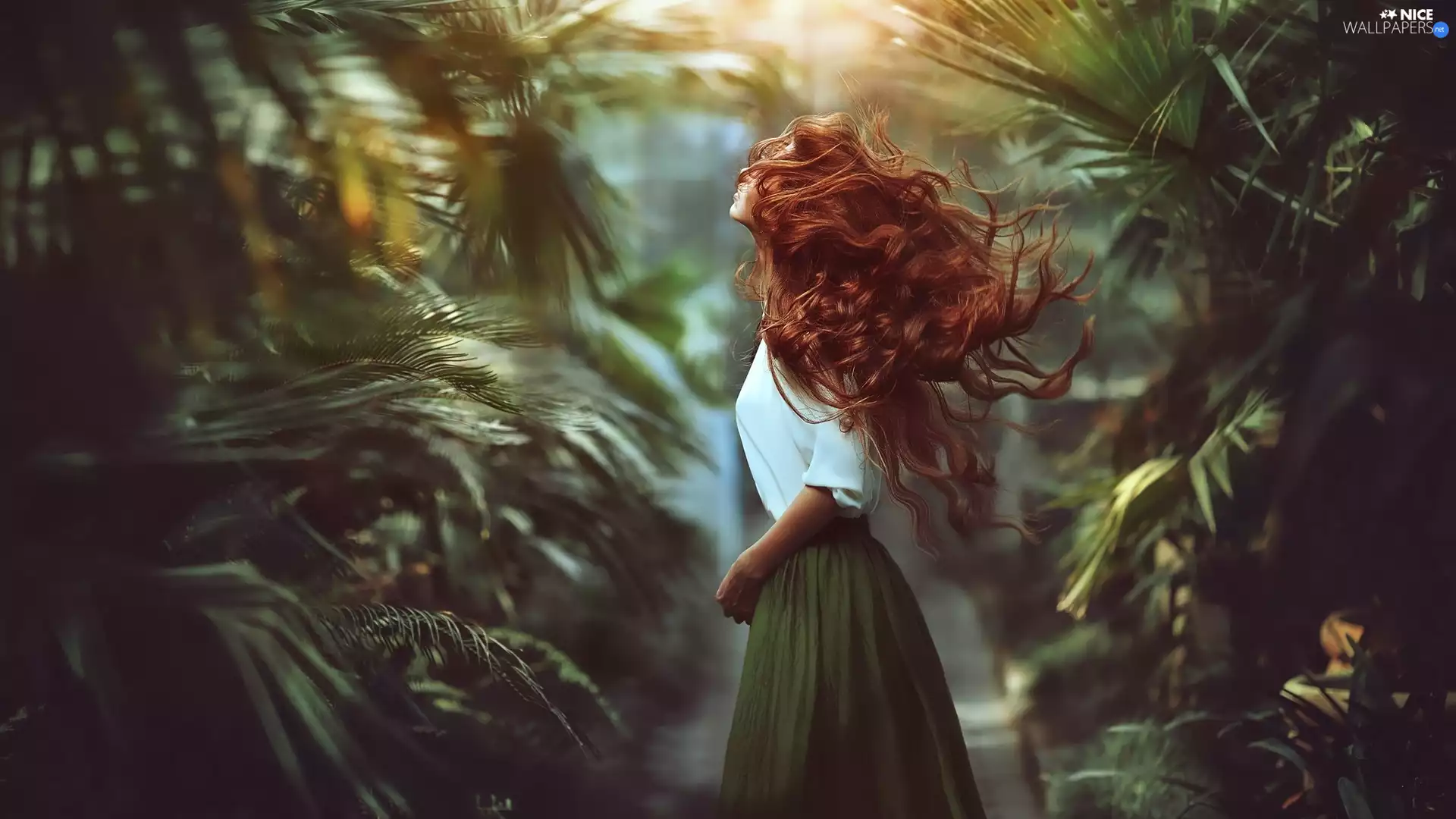 Hair, Palms, girl, dispelled, redhead
