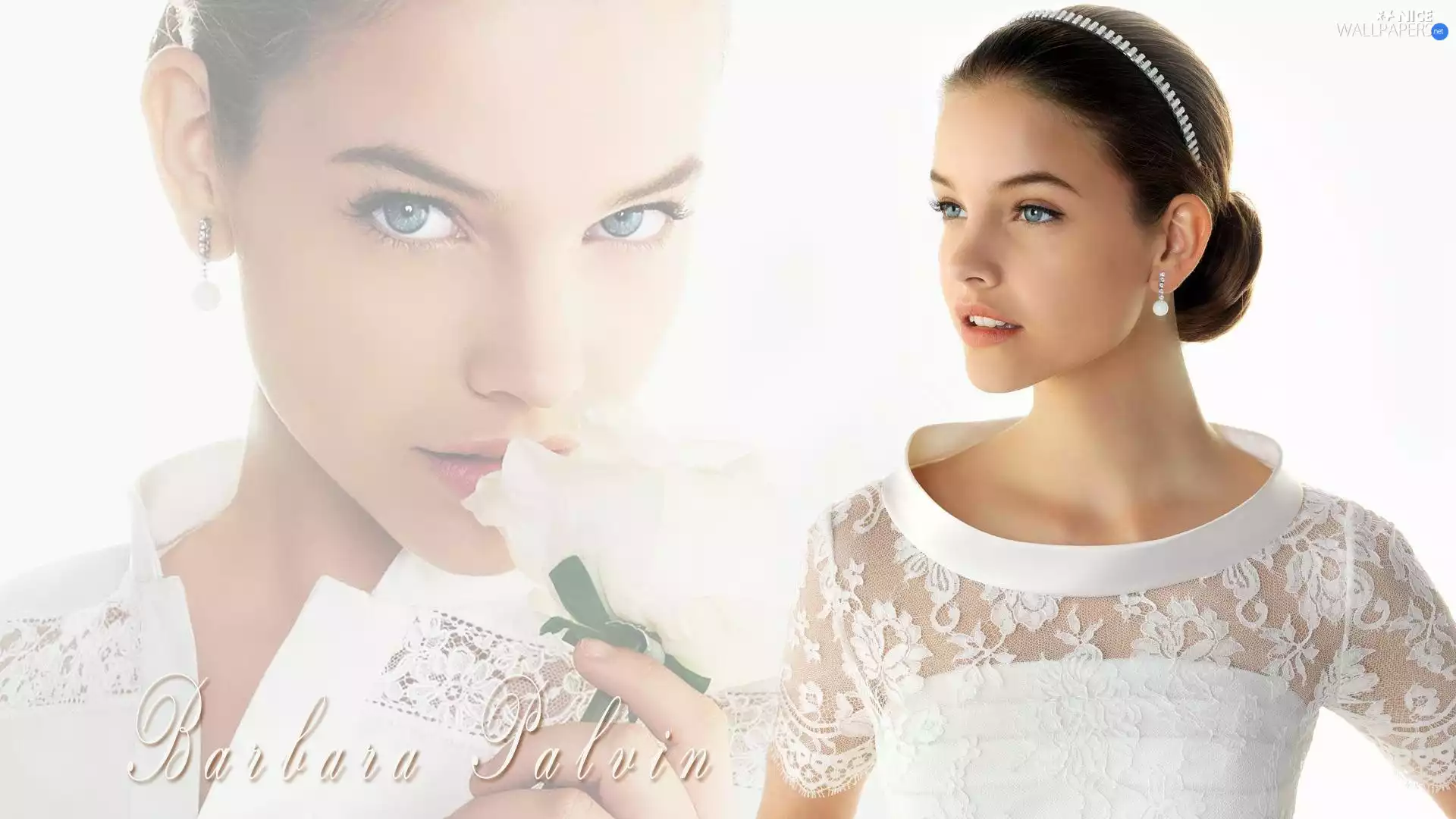 Barbara Palvin, costume, text, White