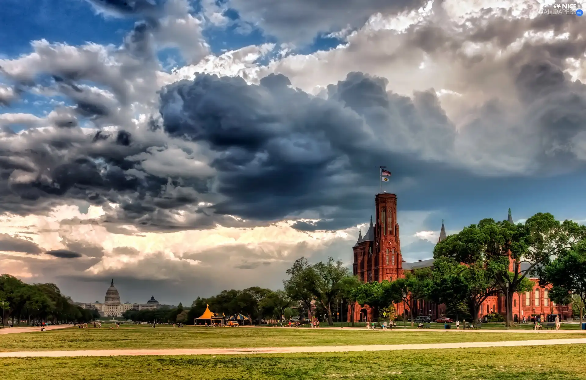 Capitol, clouds, panorama, Washington