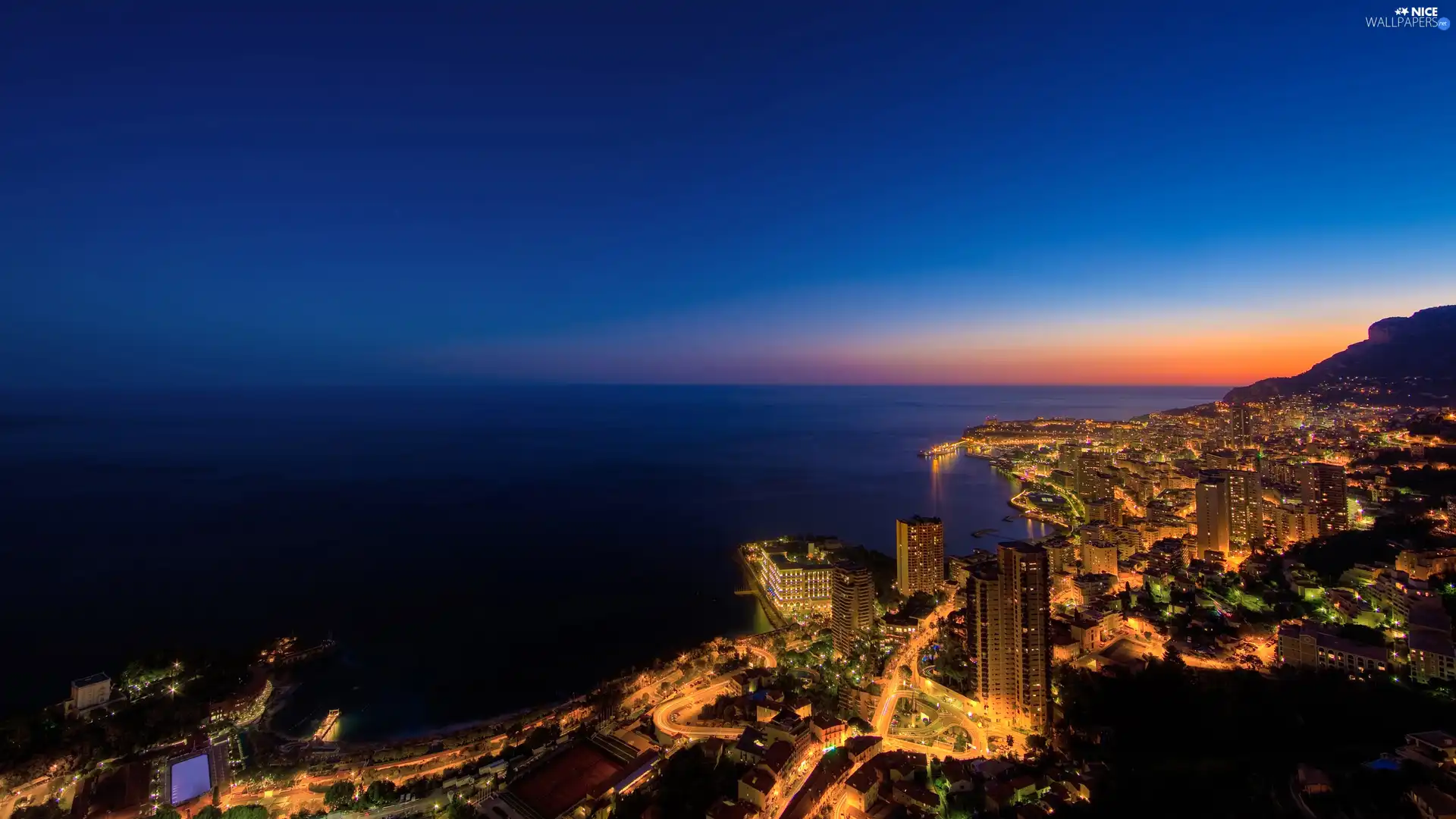 panorama, Monaco, The setting, sun, sea