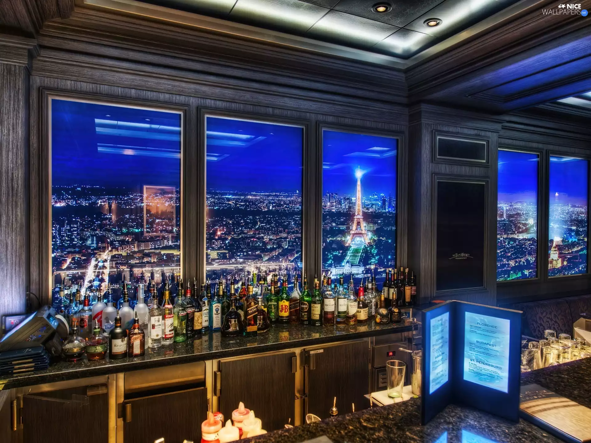 town, Paris, buffet, panorama, Restaurant