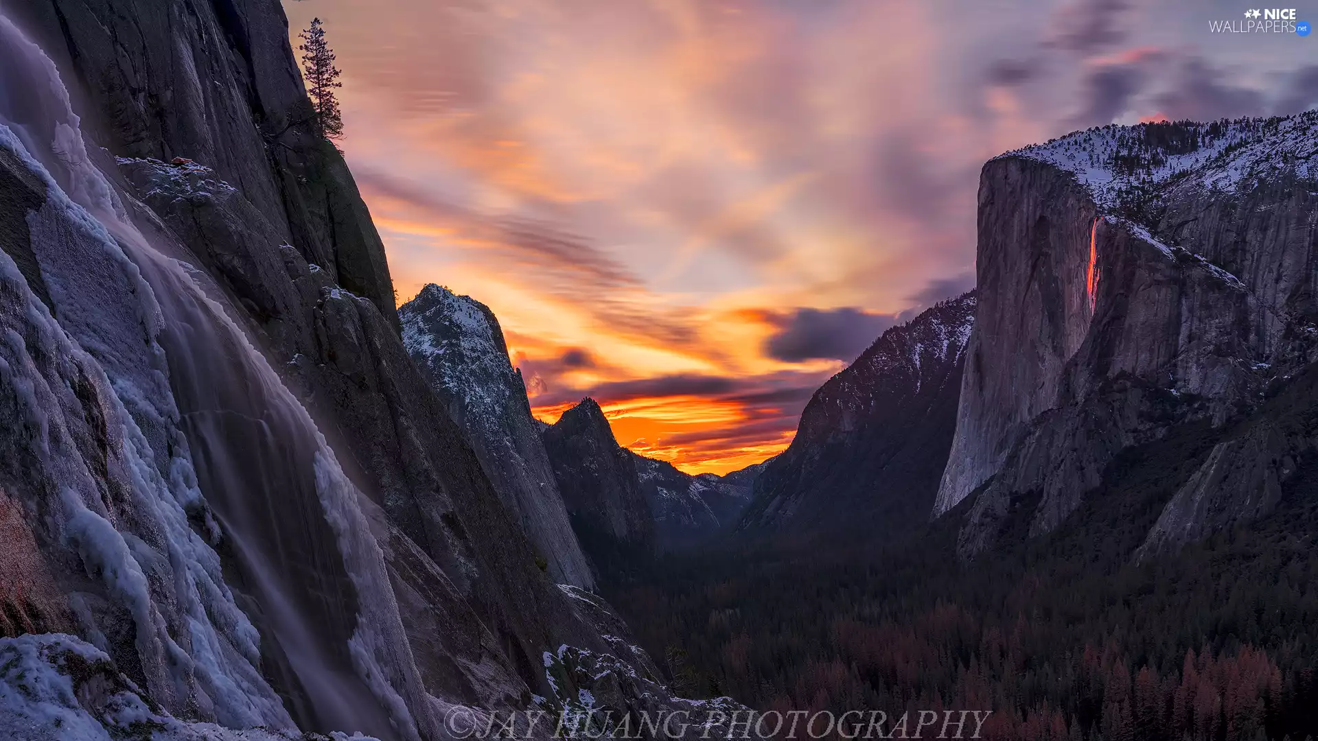 forest, Yosemite National Park, State of California, The United States, Great Sunsets, Mountains