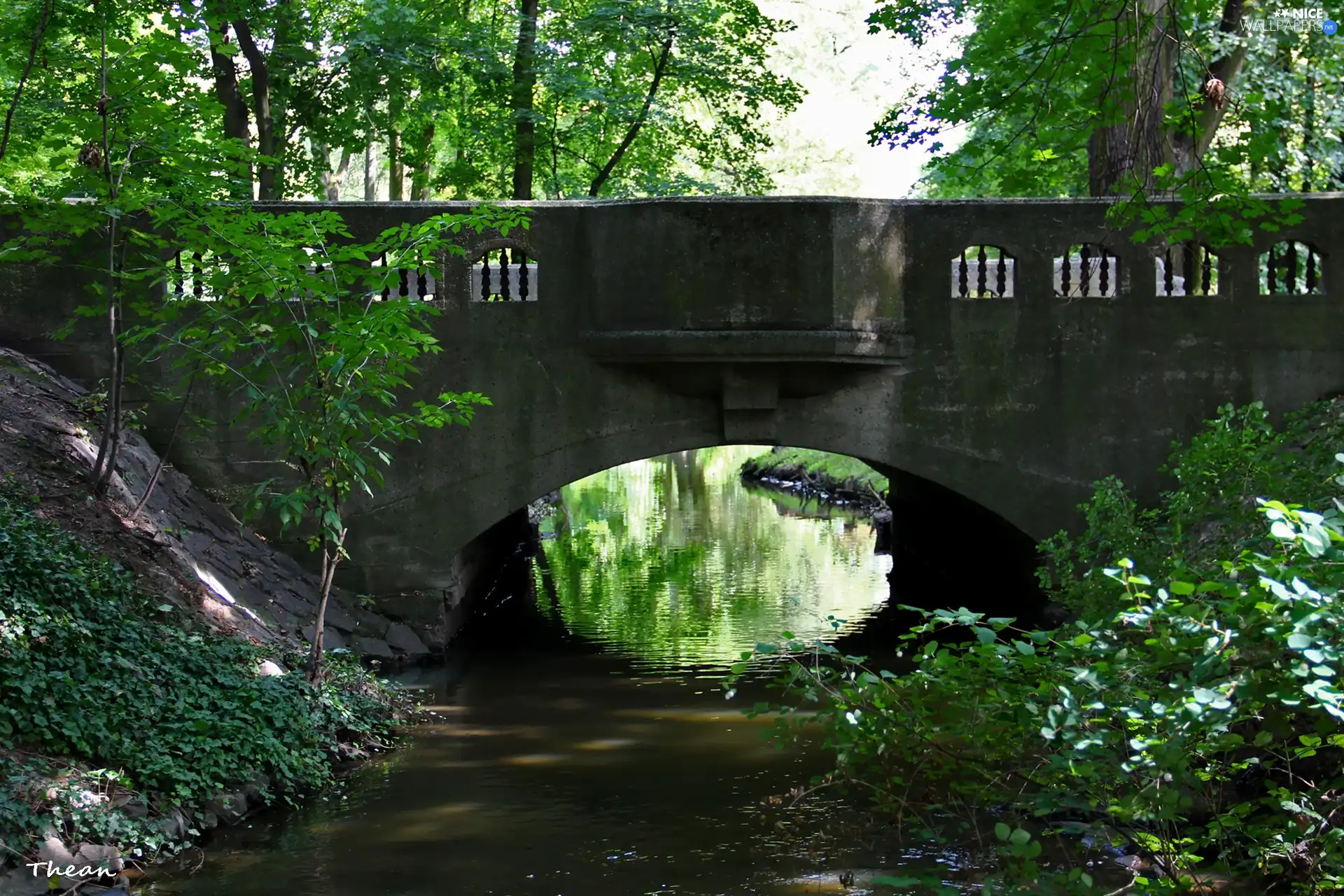 stone, stream, Park, bridge