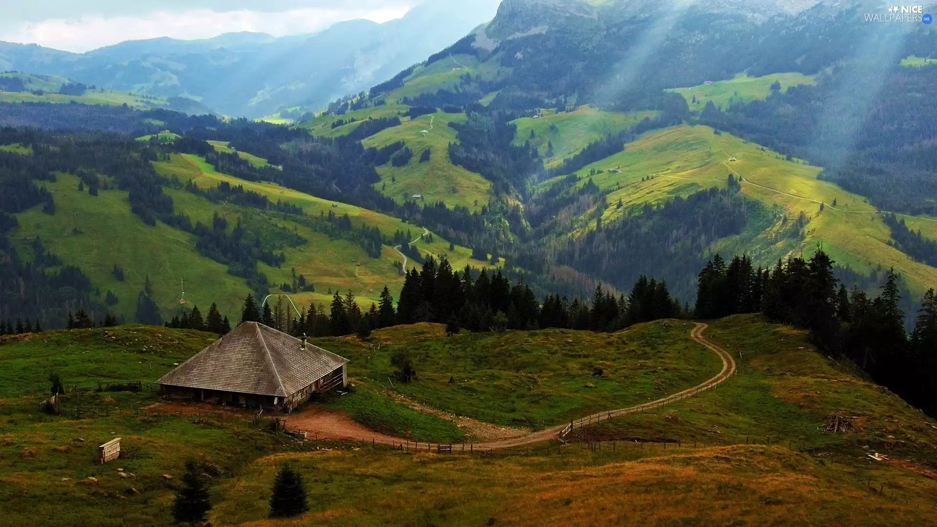Mountains, Sheepfarm, Way, pastures