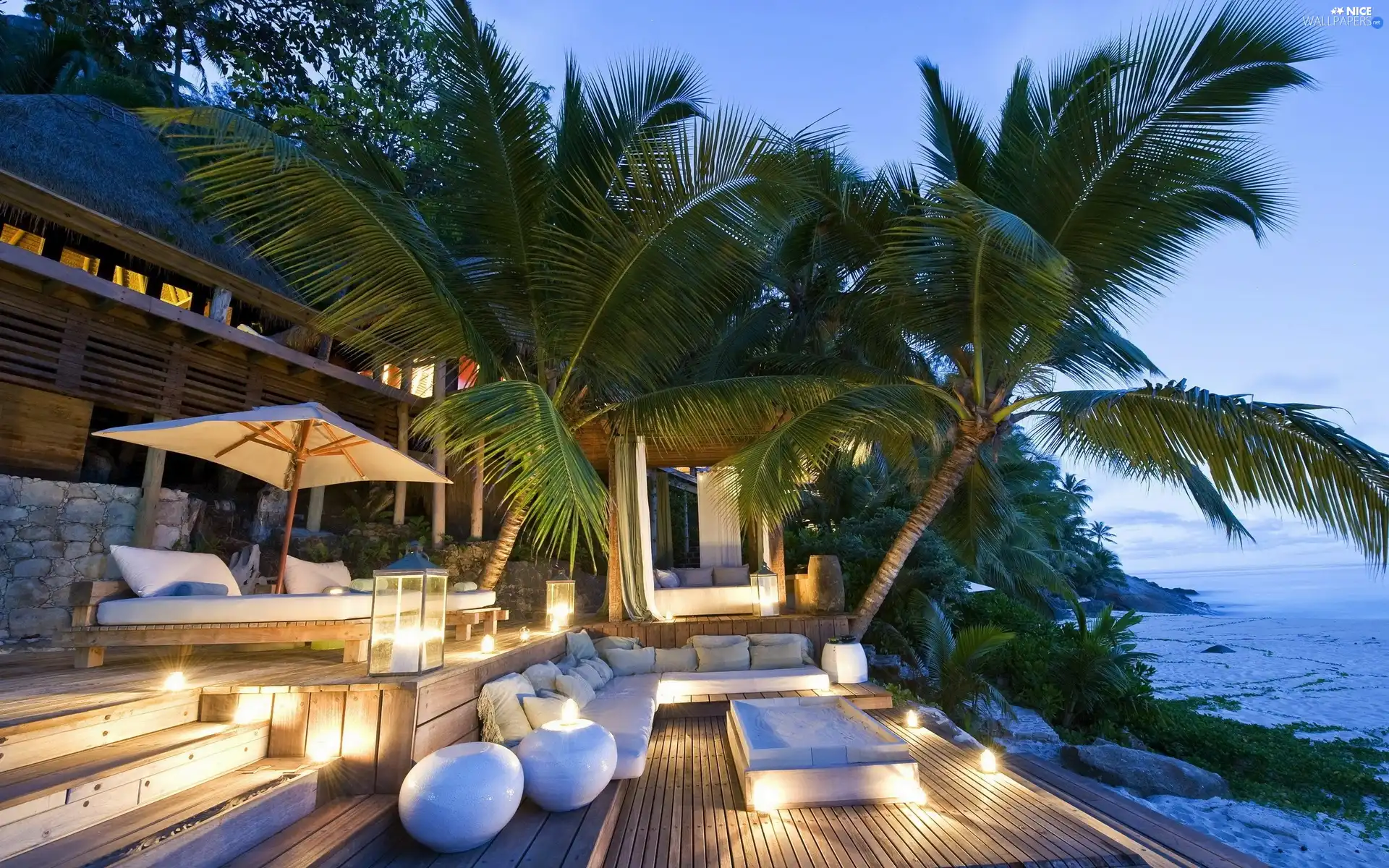 patio, Palms, Candles