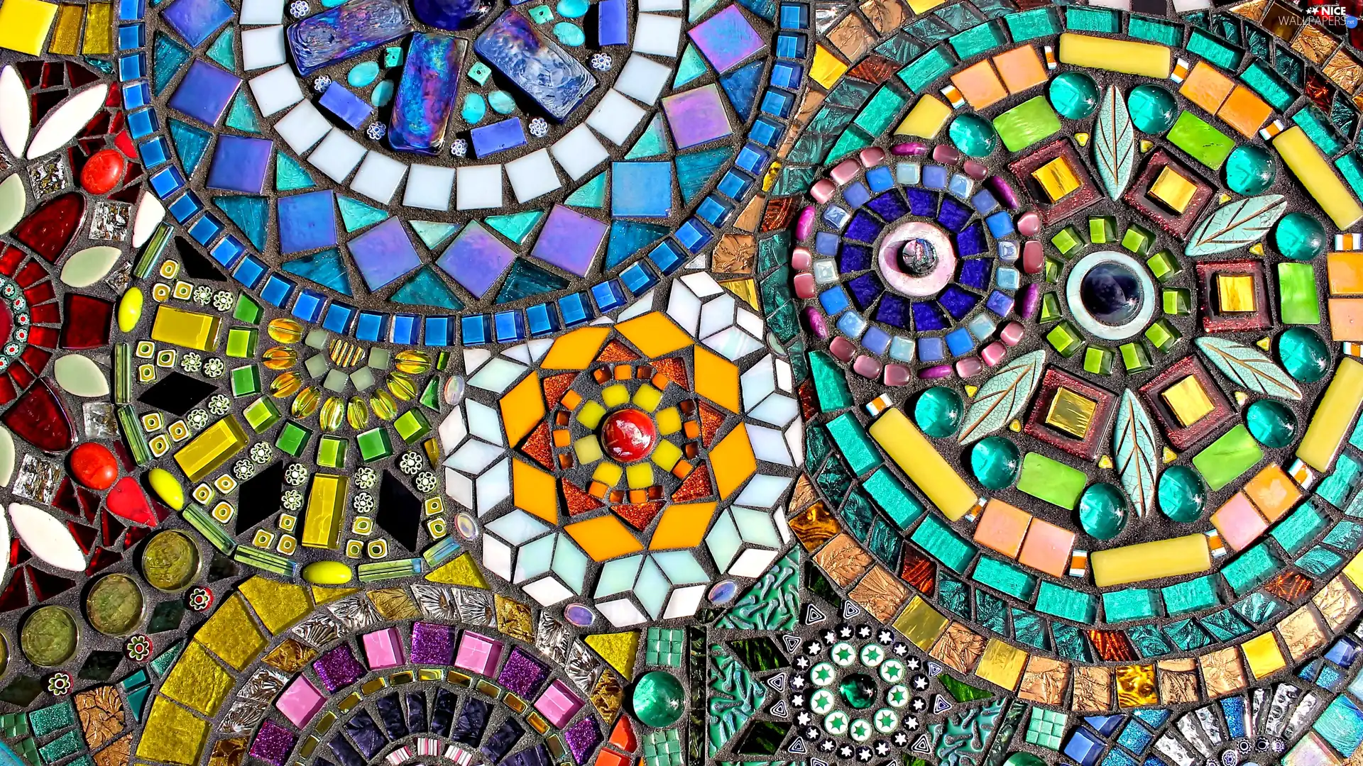 Coloured, Mosaic, Stones, patterns, The slides