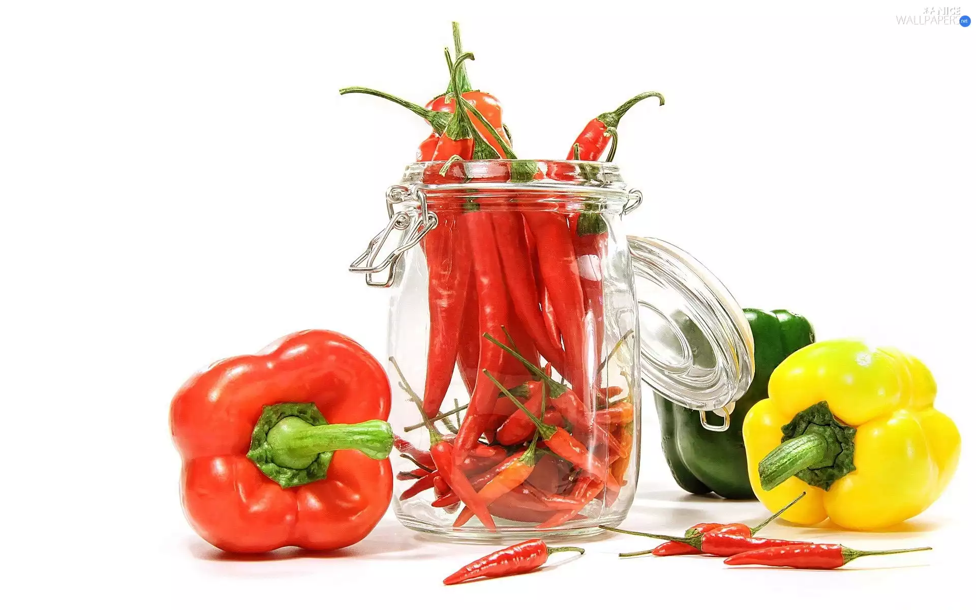 different, Chilli, jar, peppers