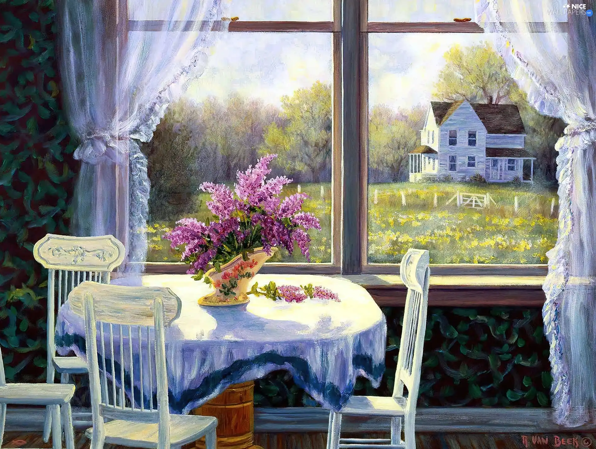 Window, Flowers, picture, Table