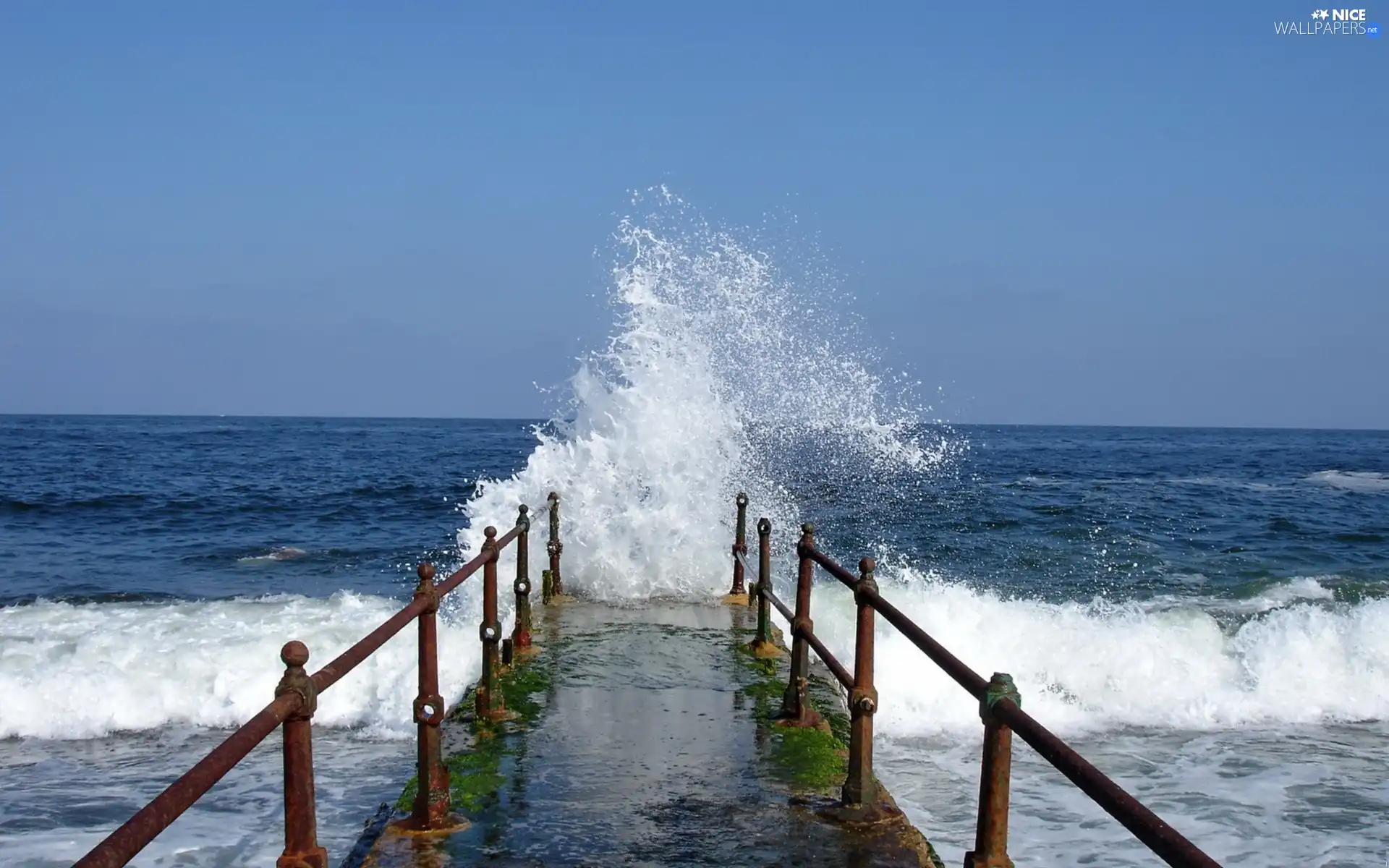 blue, sea, pier, Sky