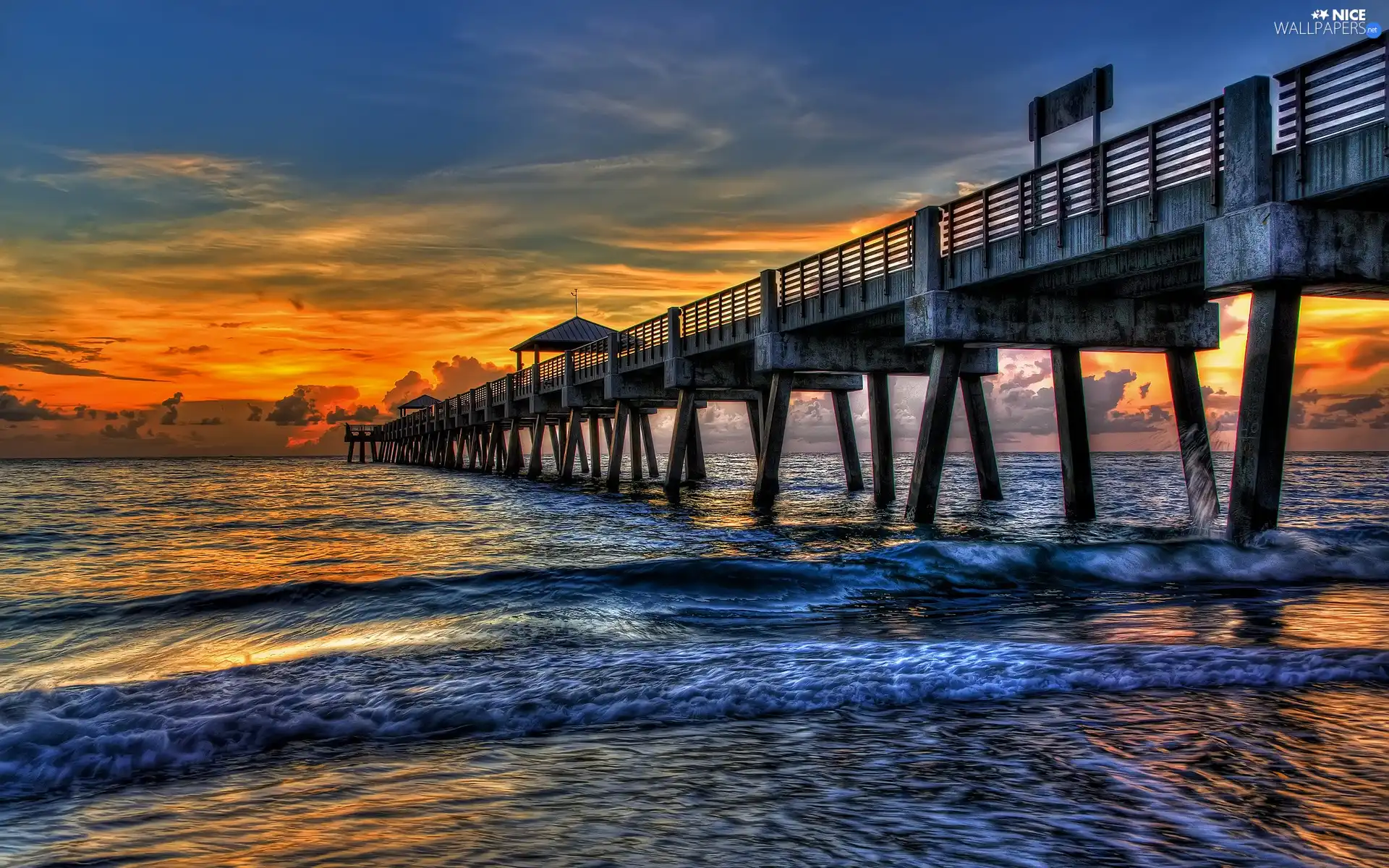 west, sea, pier, sun