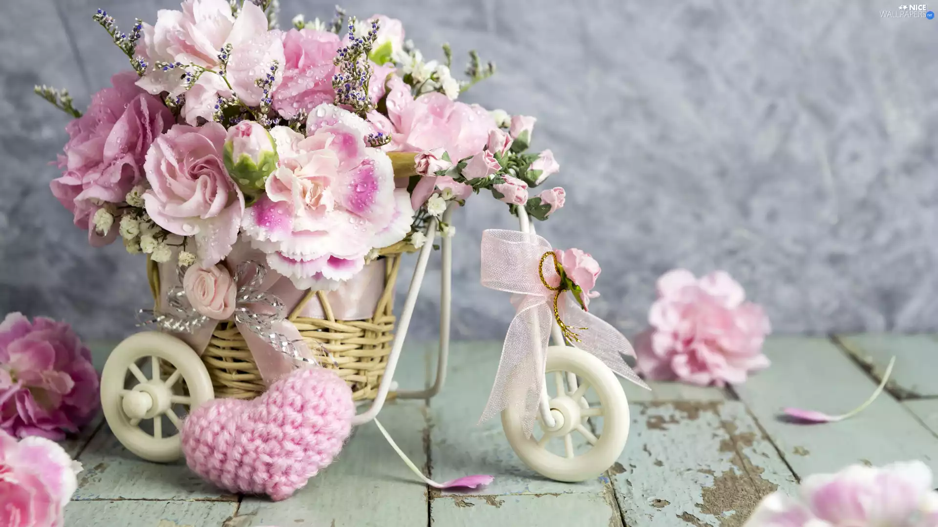 Clove Pink, Flowers, Love things, decoration, Heart, Pink