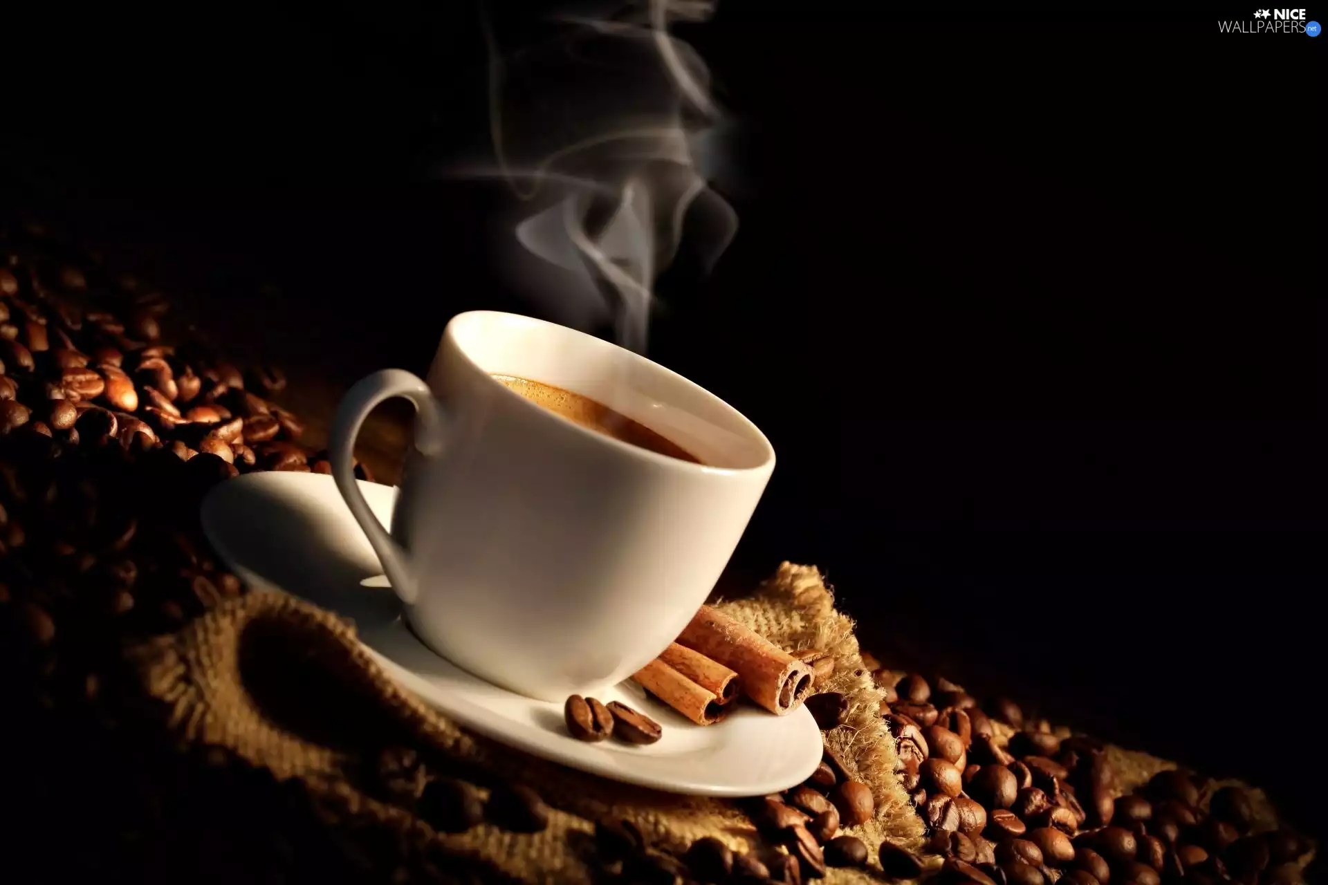 coffee, grains, cup, plate, White, hot