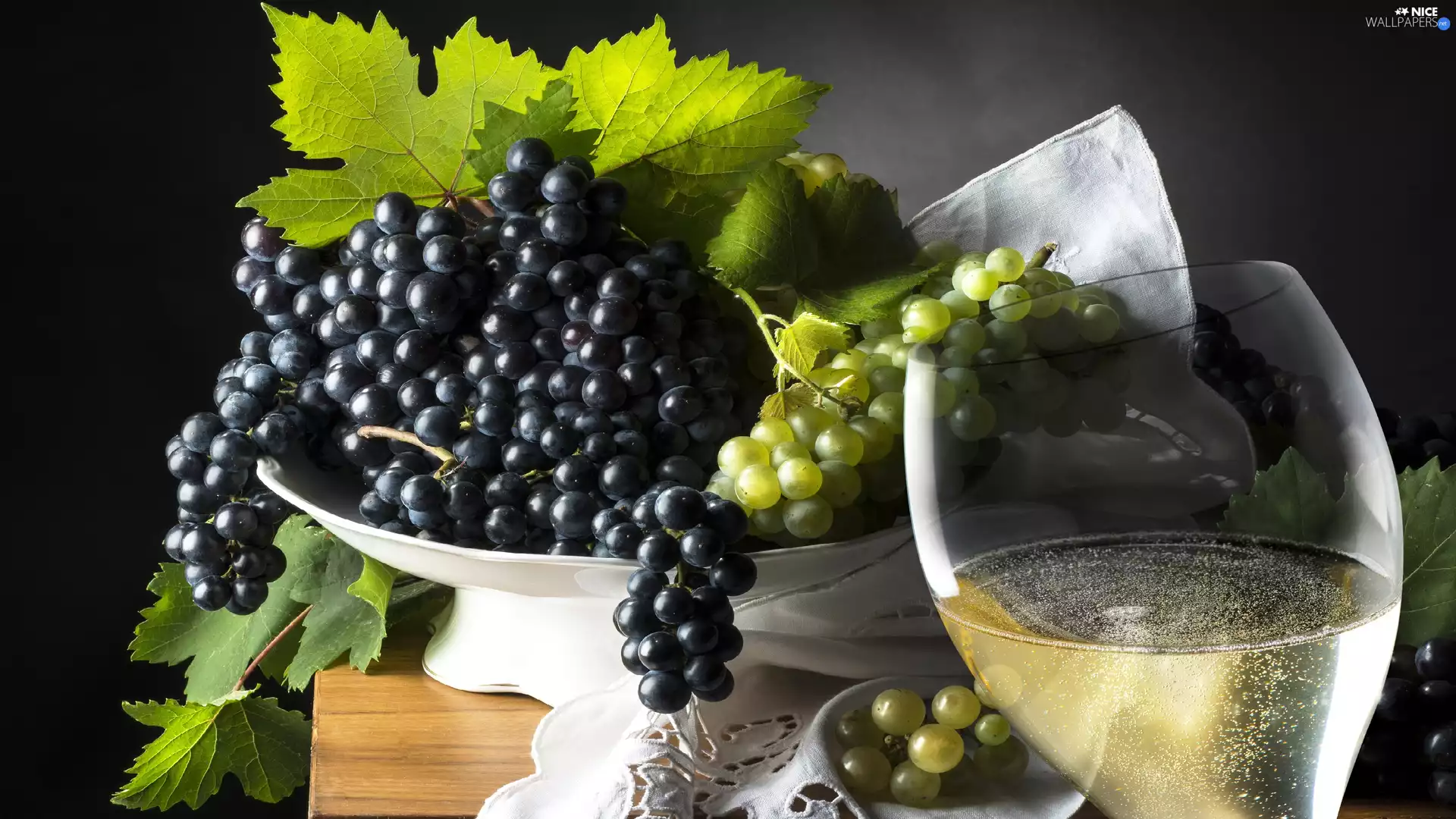 grape, Wine, glass, plateau