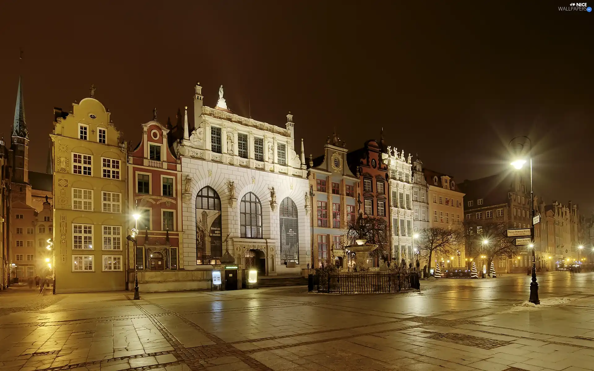 Town, Gdańsk, Poland, night