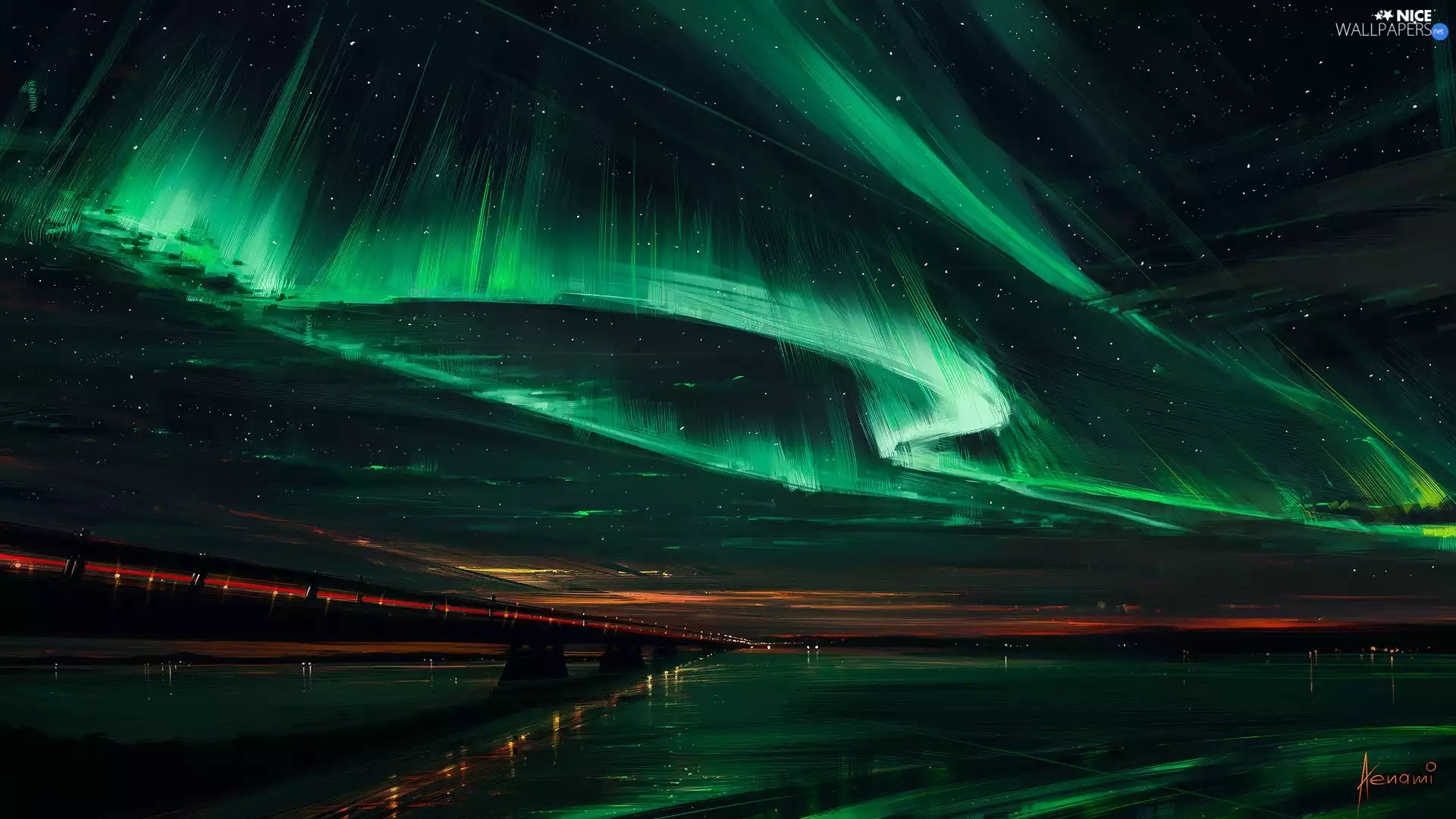 Painfography, bridge, aurora polaris