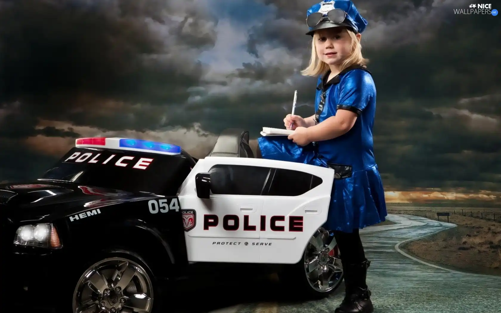 Police, girl, Automobile