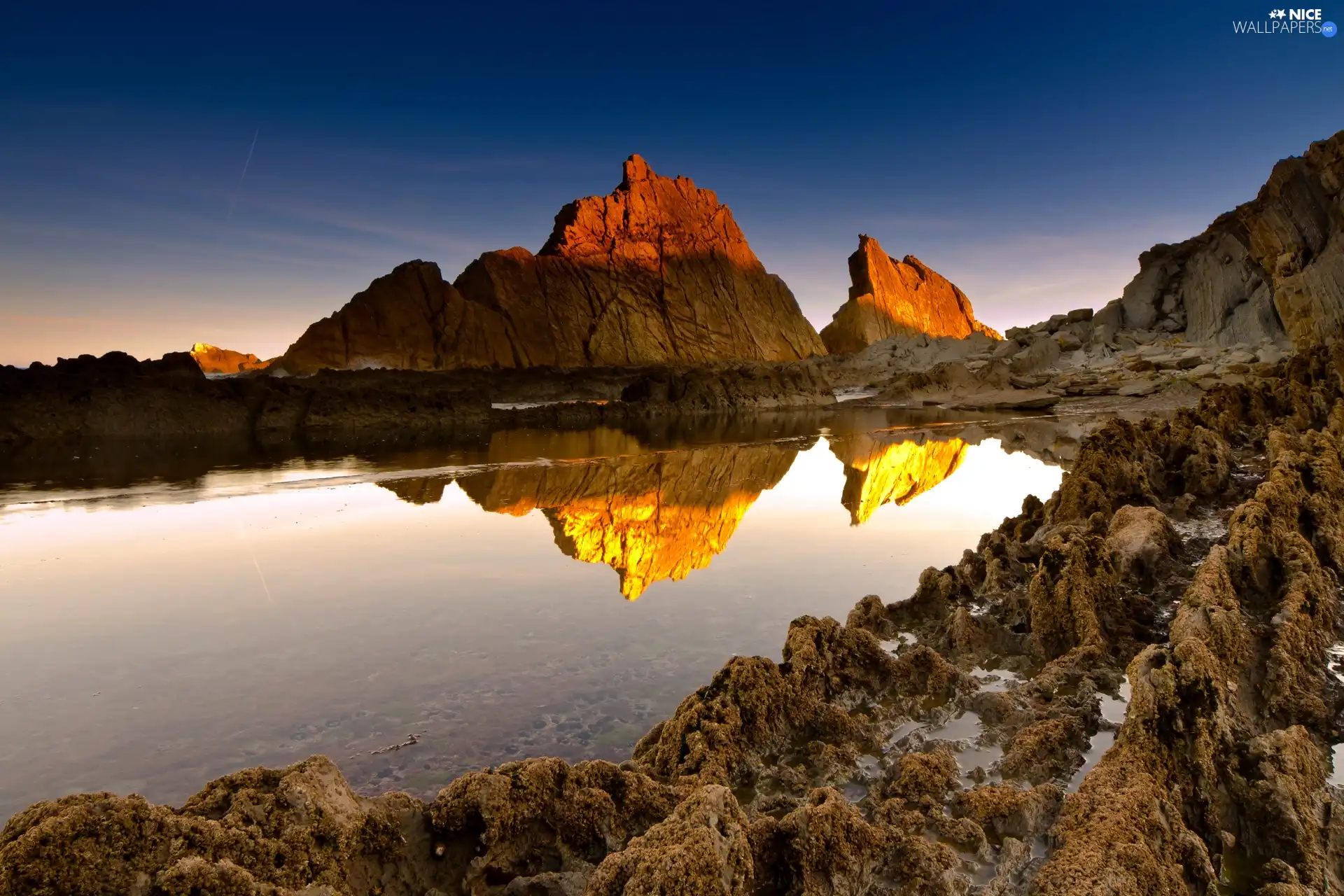 reflection, Mountains, Pond - car