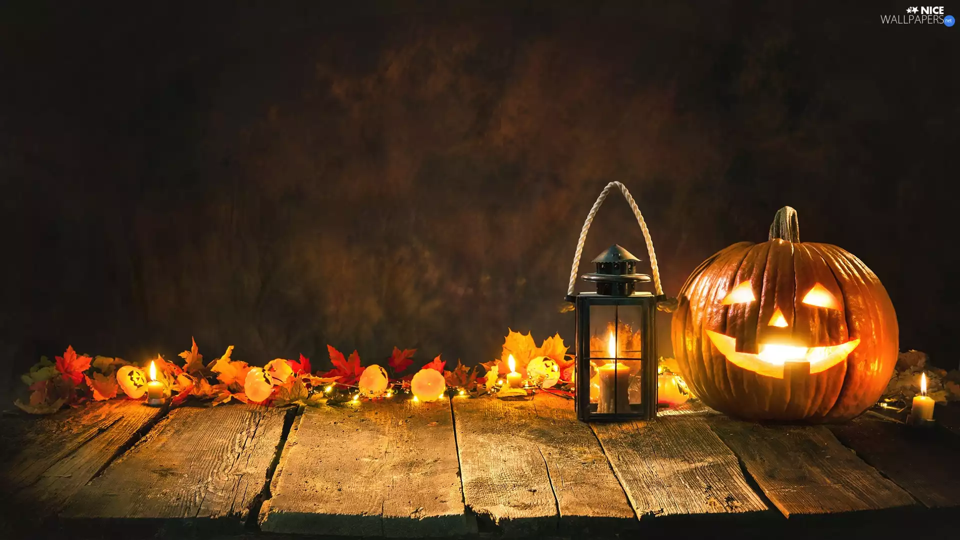 lantern, flashing, Leaf, pumpkin, halloween, candles, boarding