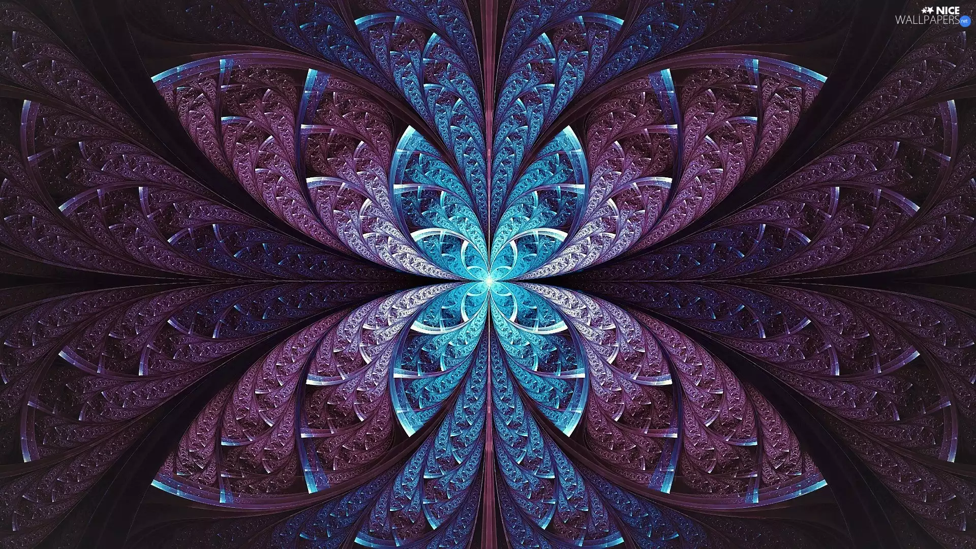 Fraktal, Blue, patterns, purple