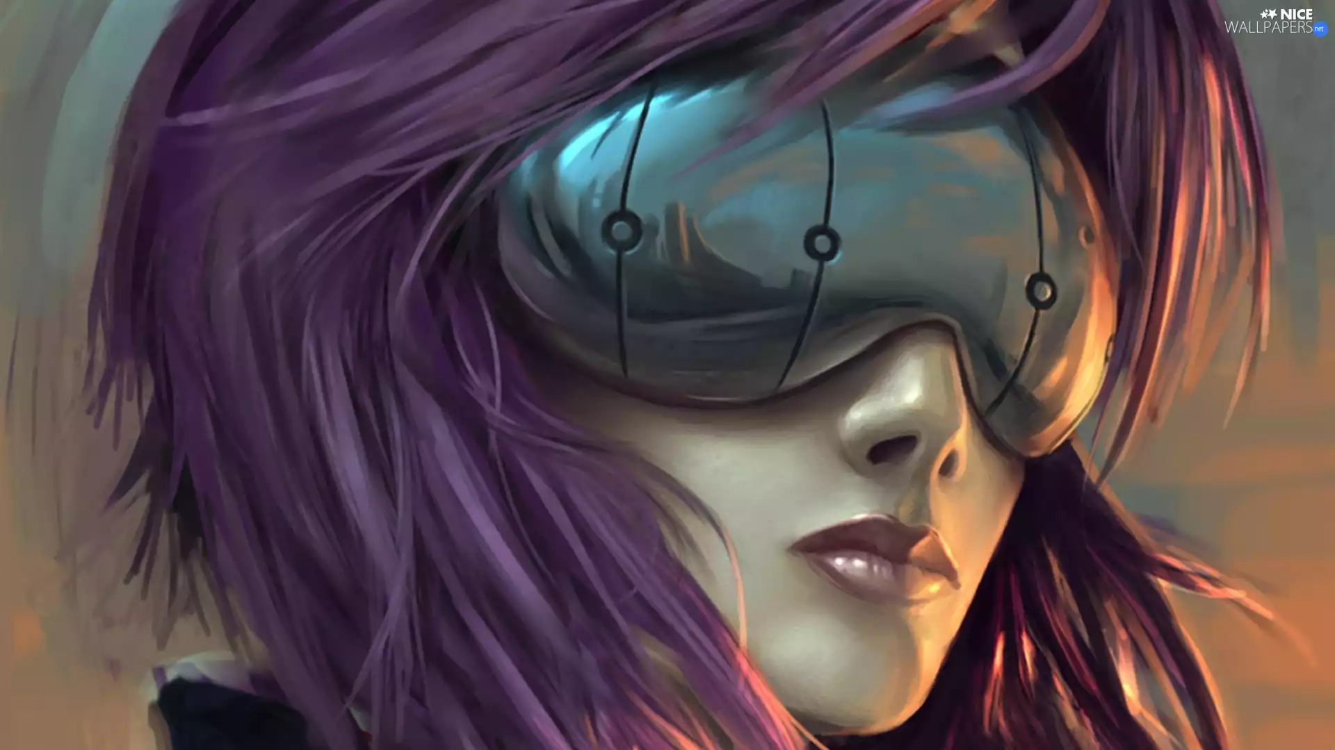 girl, Hair, Glasses, purple